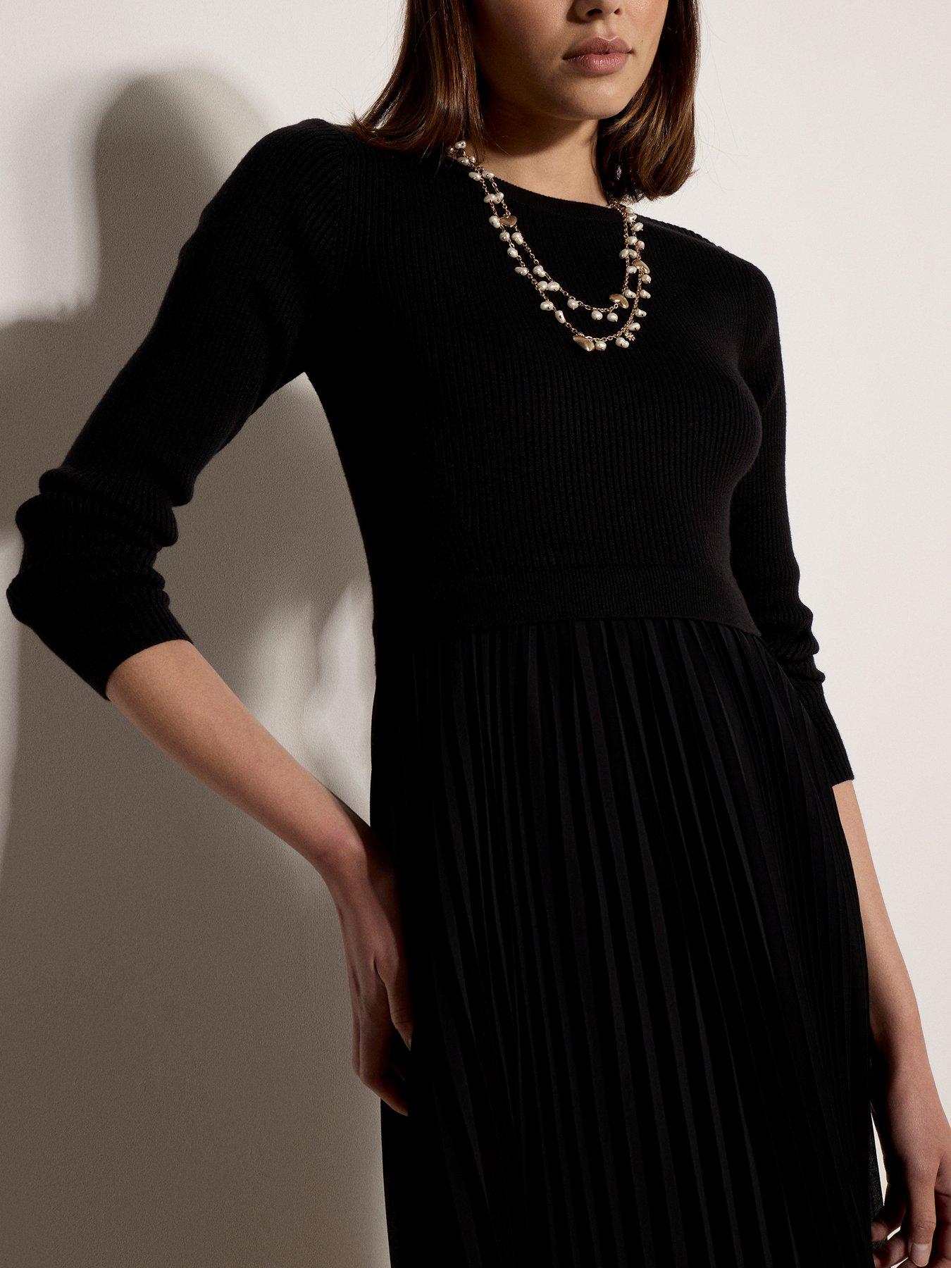 Image 3 of 4 of Apricot Ribbed Jumper Pleated Skirt Drs