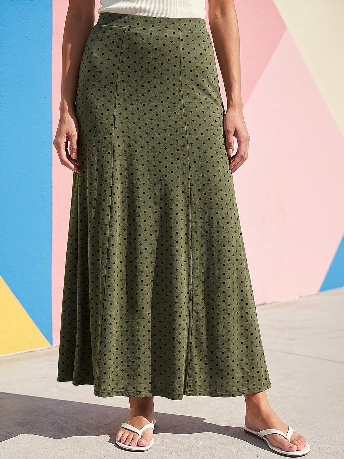 Roman Polka Dot Midi Skirt