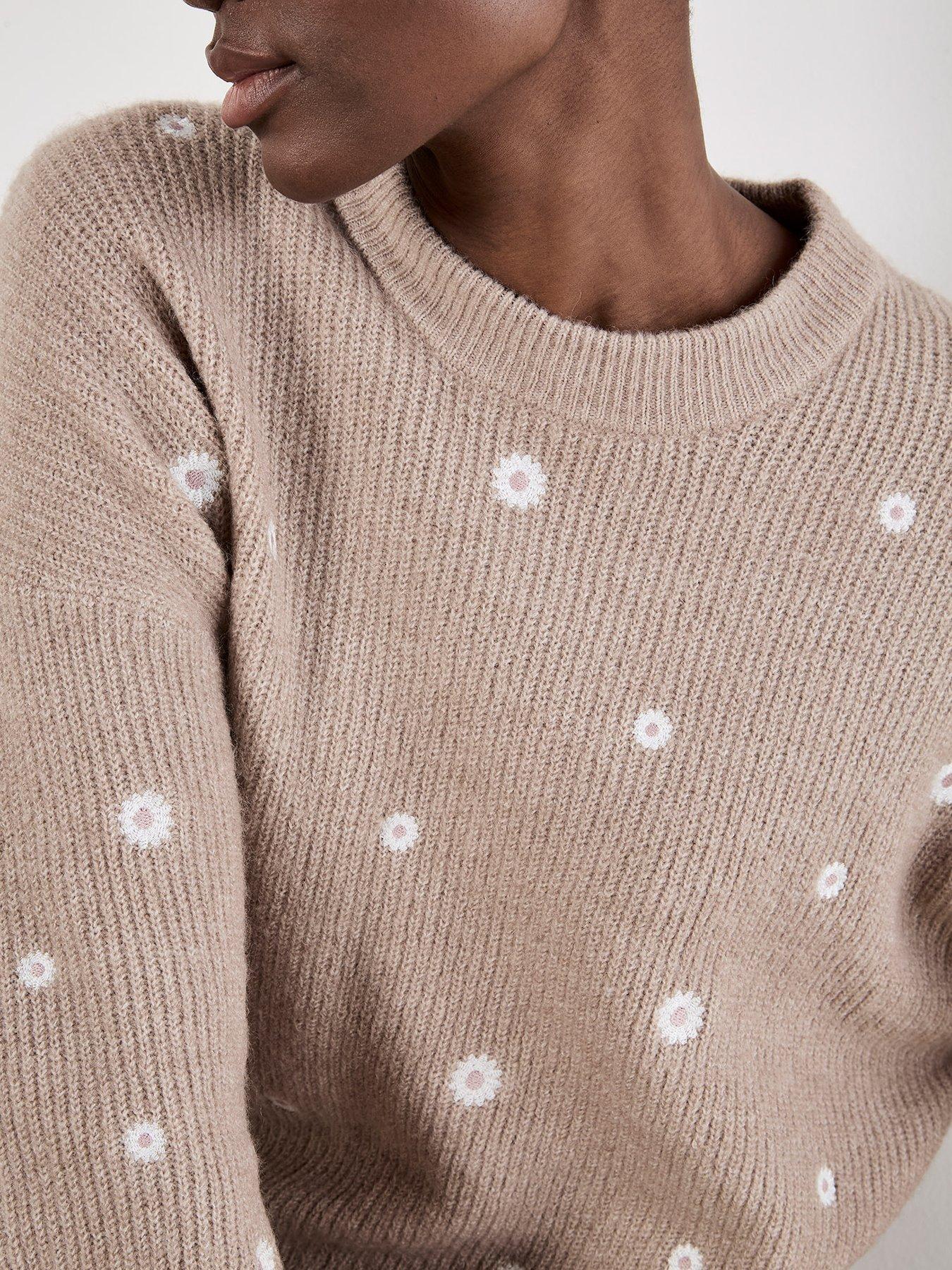 Image 5 of 5 of Apricot Apricot Daisy Embroidered Ribbed Jumper