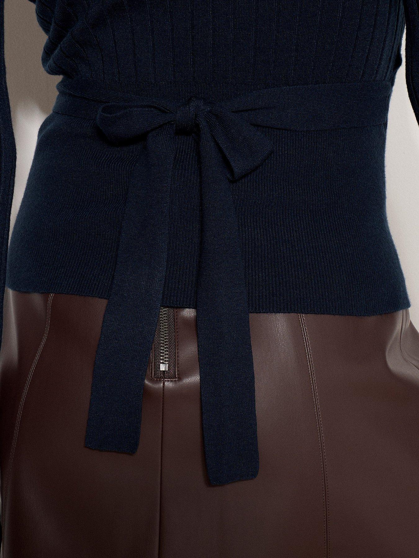 Image 4 of 4 of Apricot Womens Wrap Ribbed Knitted Top - Navy