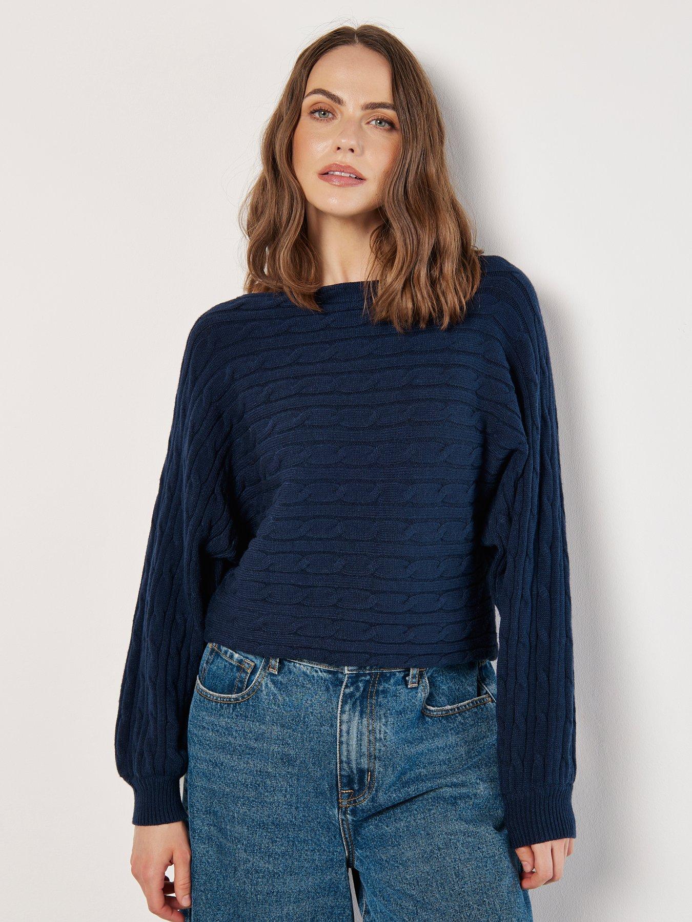 Apricot Apricot Aran Stripe Batwing Knit Jumper