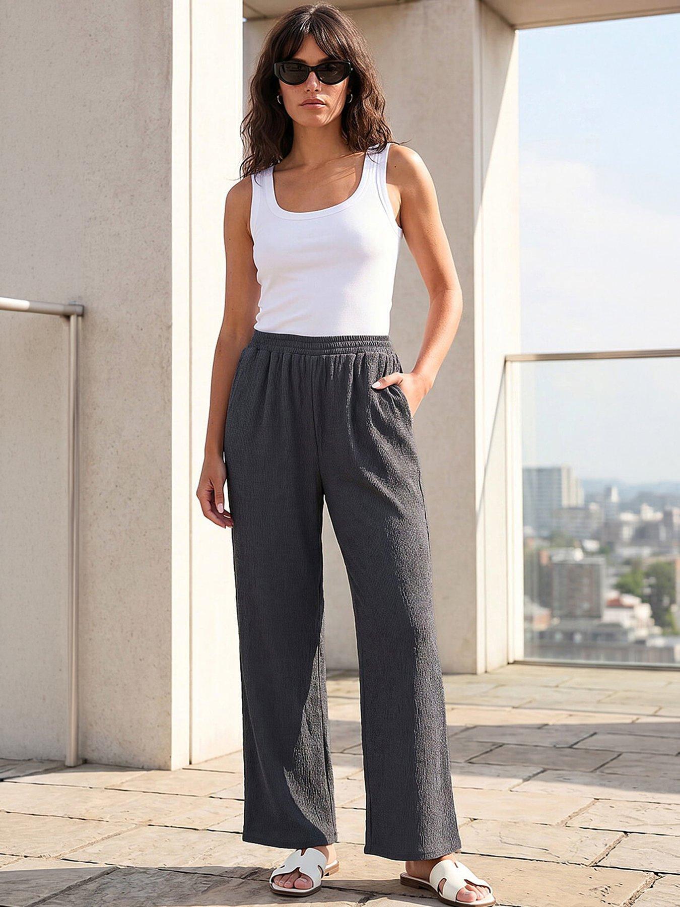 Roman Crinkle Textured Stretch Trouser
