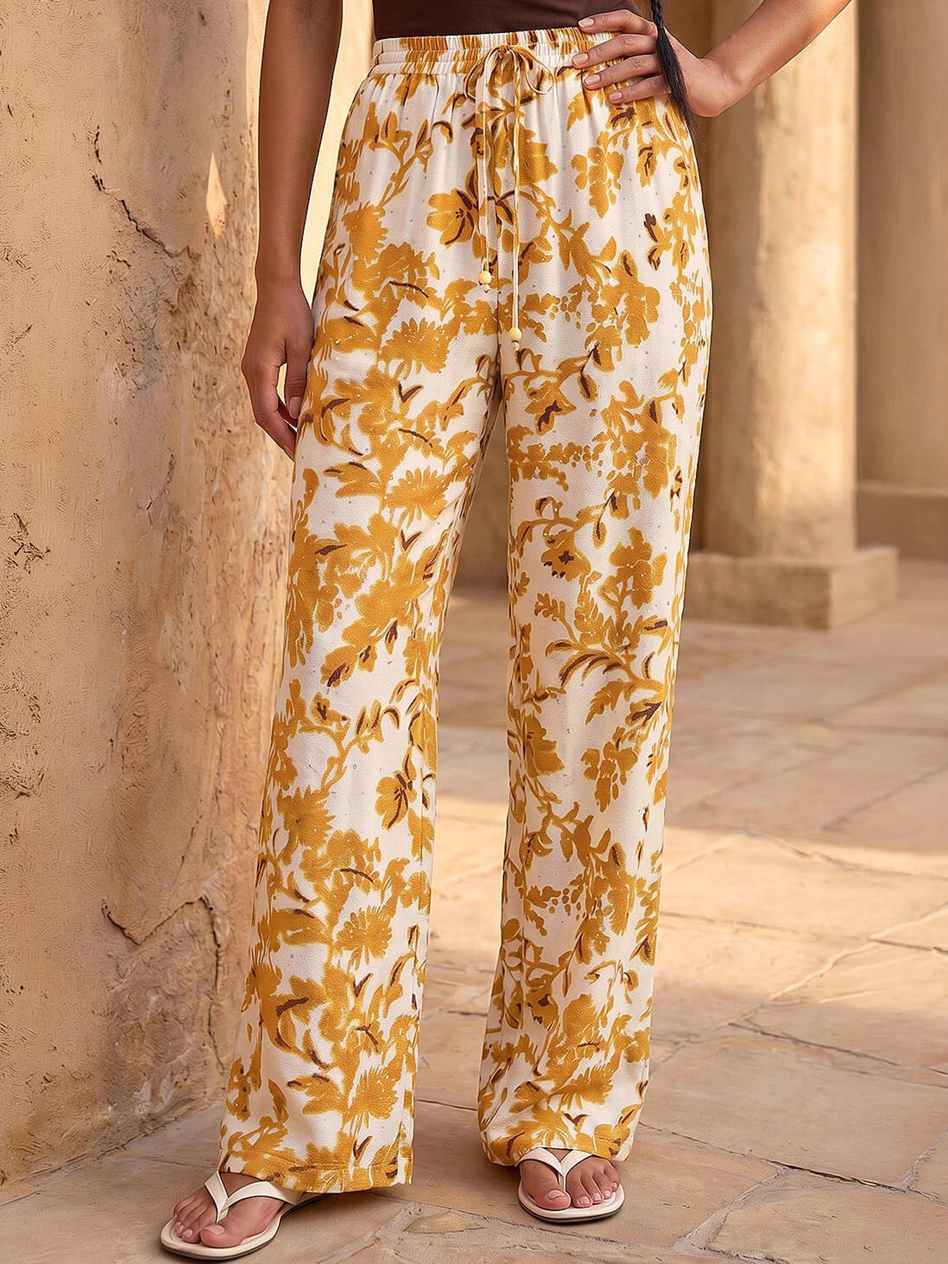 Image 1 of 4 of Roman Floral Sparkle Tie Waist Trouser