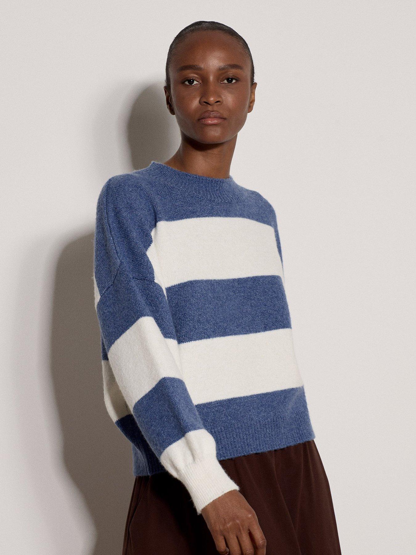 Image 1 of 4 of Apricot Womens Big Stripe Oversized Jumper - Blue