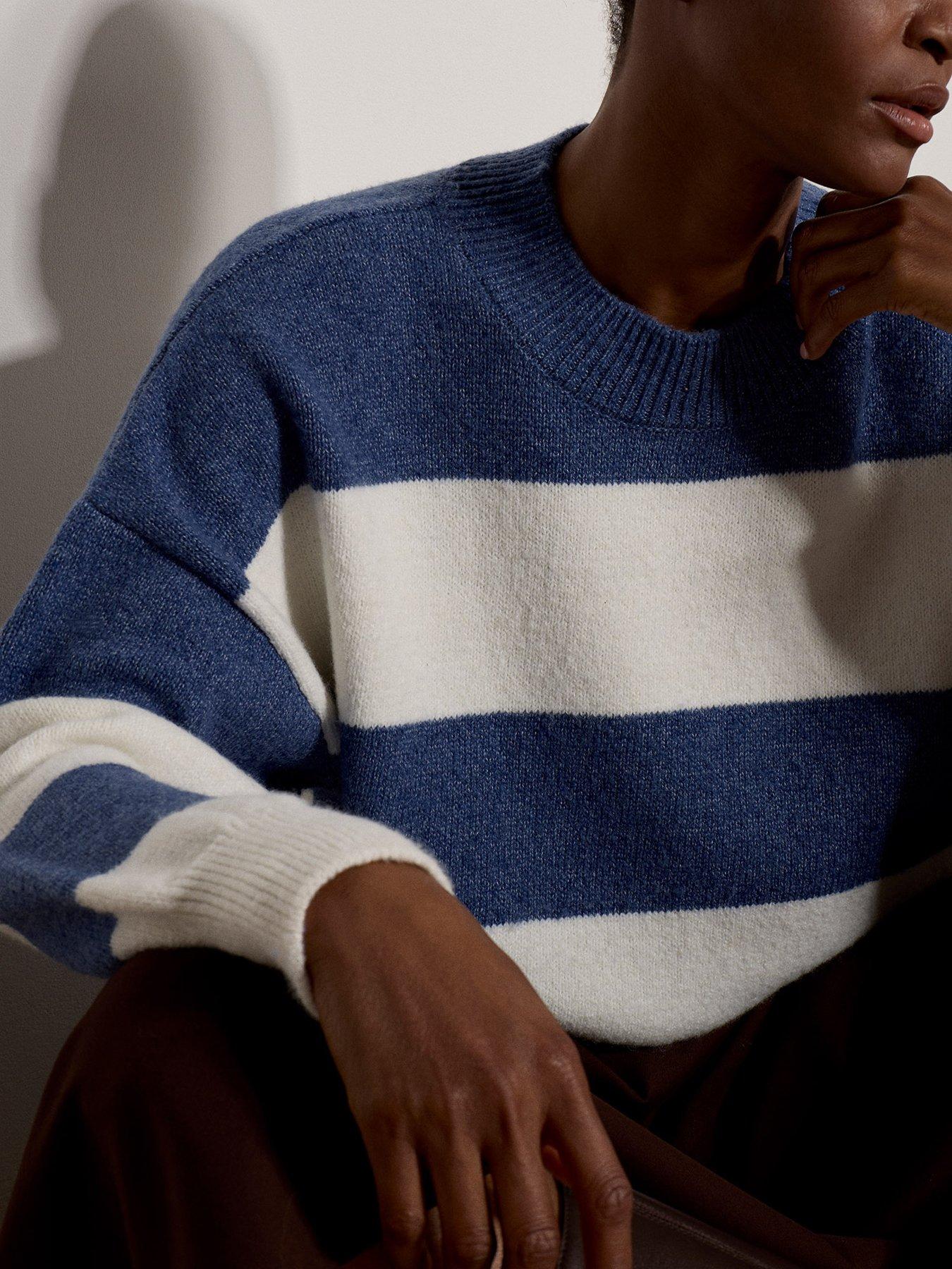 Image 4 of 4 of Apricot Womens Big Stripe Oversized Jumper - Blue
