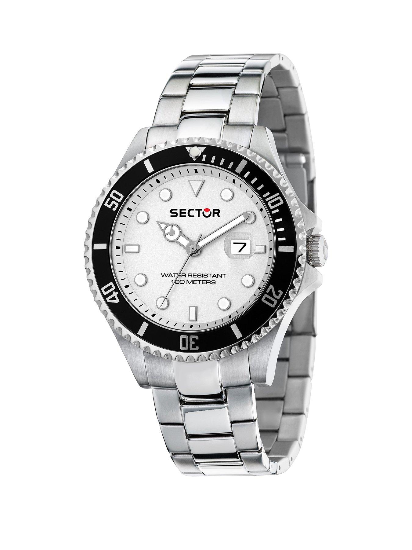 Sector 230 43MM 3H WHI SIL DIAL SS BR