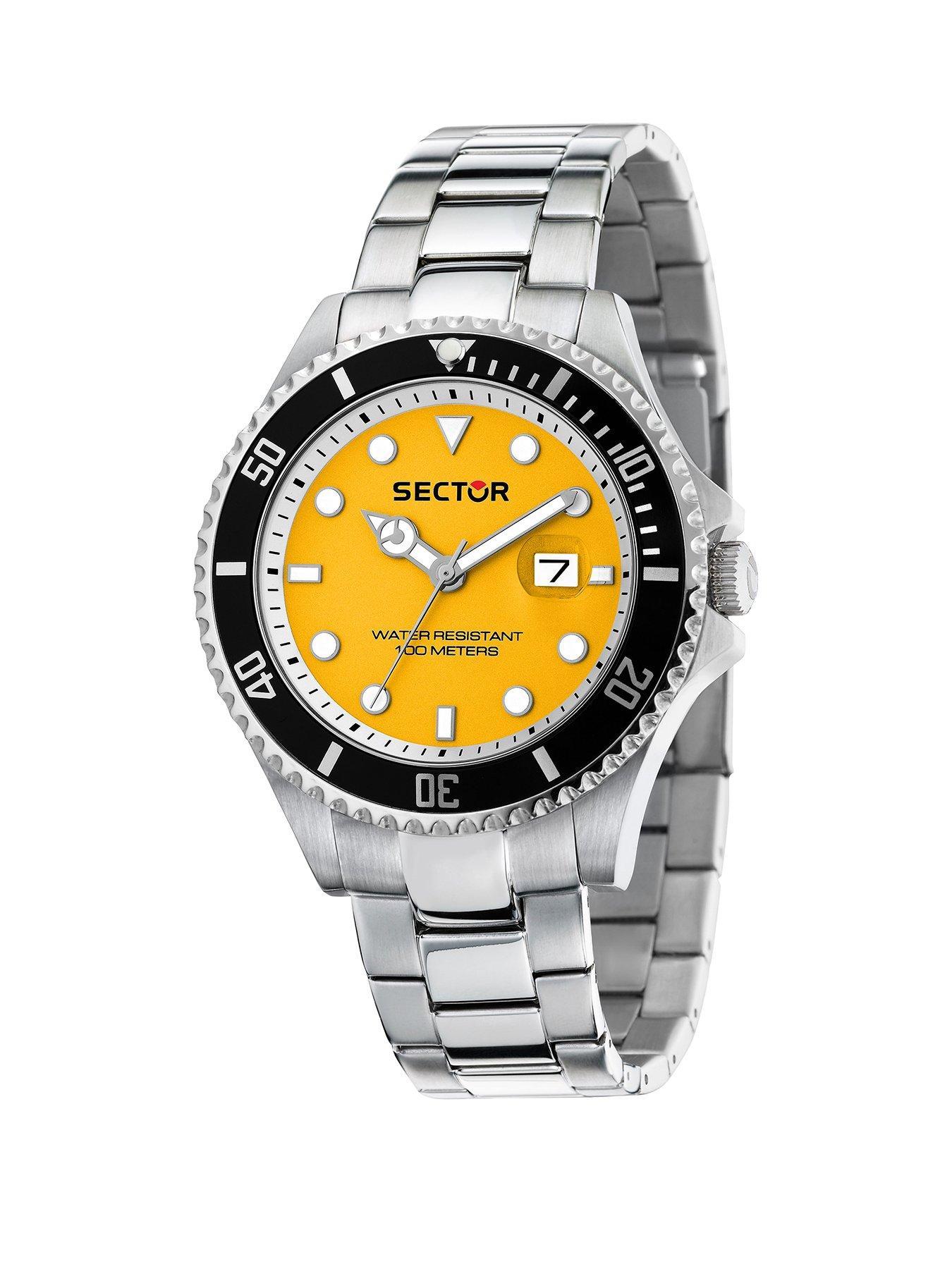 Sector 230 43MM 3H YELLOW DIAL SS BR
