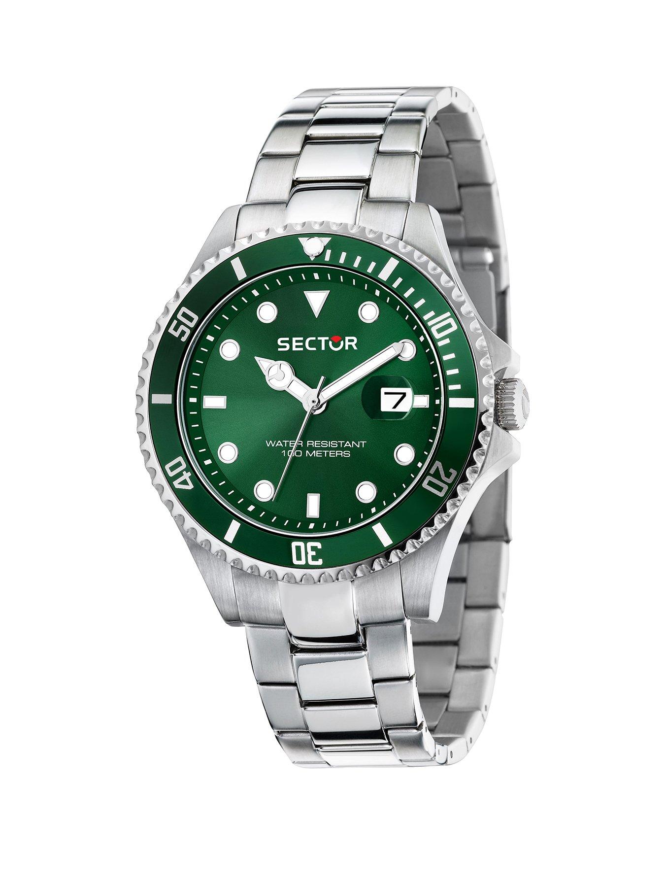 Sector 230 43MM 3H GREEN DIAL SS BR