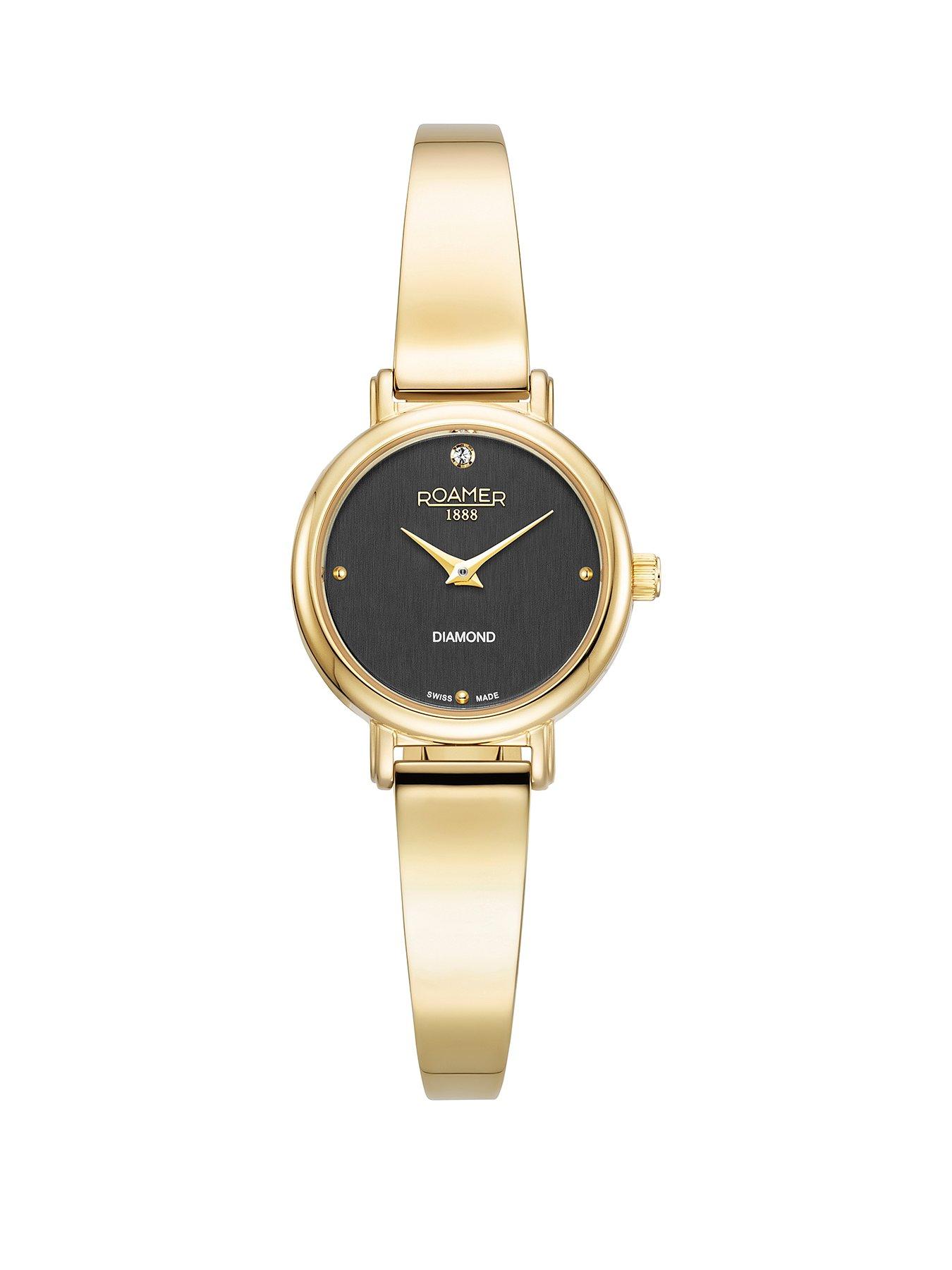 Roamer of Switzerland Elegance Diamond Round Gold Black