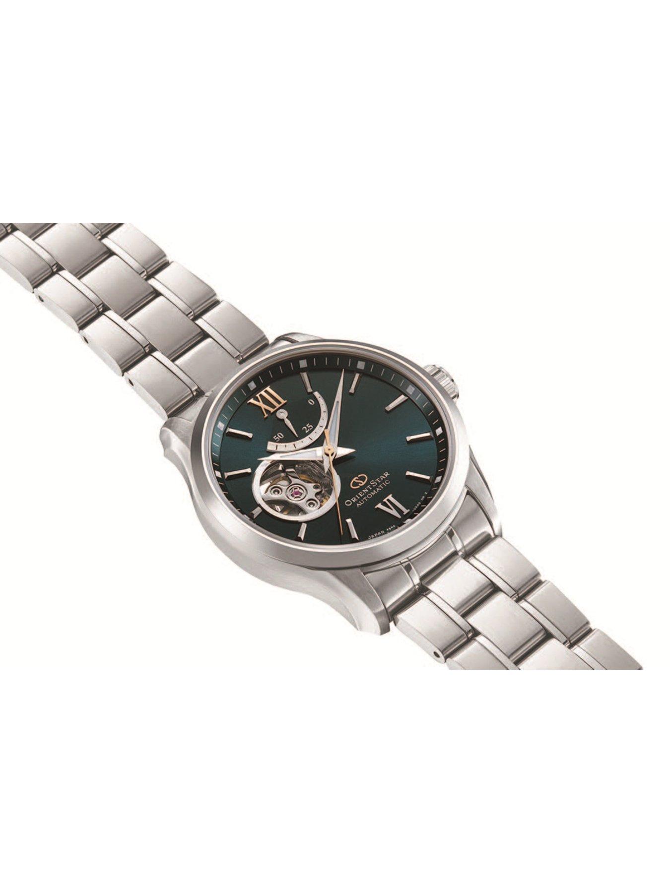 Image 2 of 5 of Orient Contemporary semi skeleton green dial steel