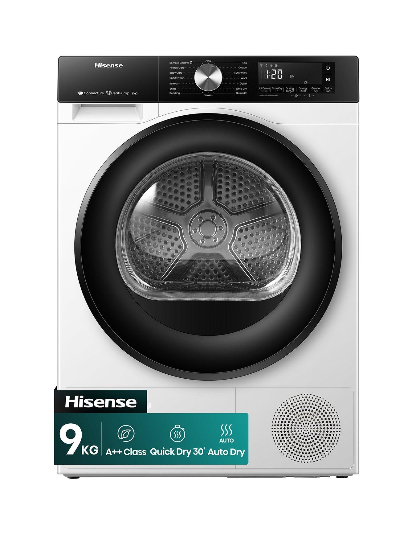 Image 1 of 7 of Hisense 3S Series DH3S902BWCC 9kg Heat Pump Tumble Dryer - White - A++ Rated