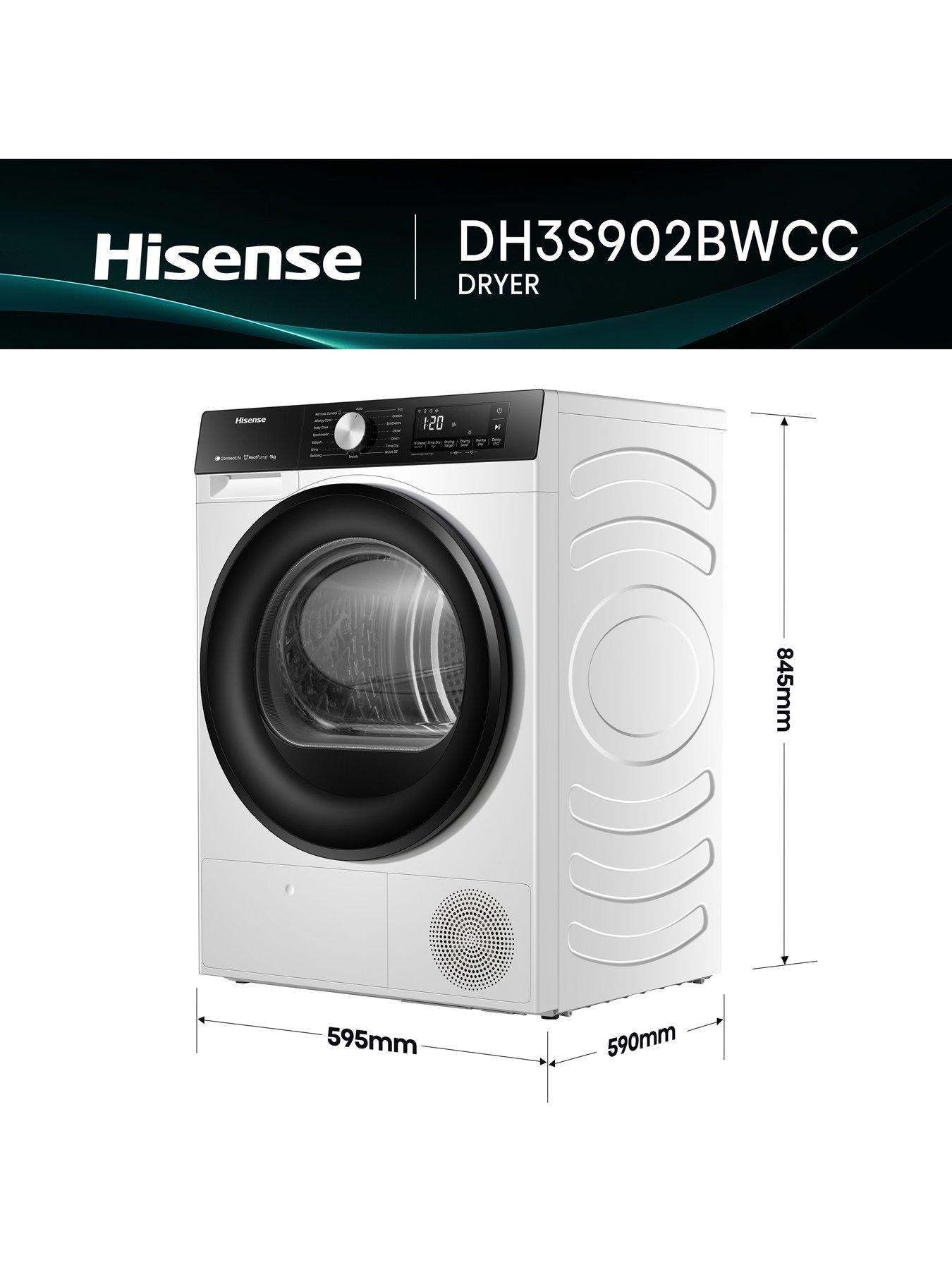 Image 3 of 7 of Hisense 3S Series DH3S902BWCC 9kg Heat Pump Tumble Dryer - White - A++ Rated