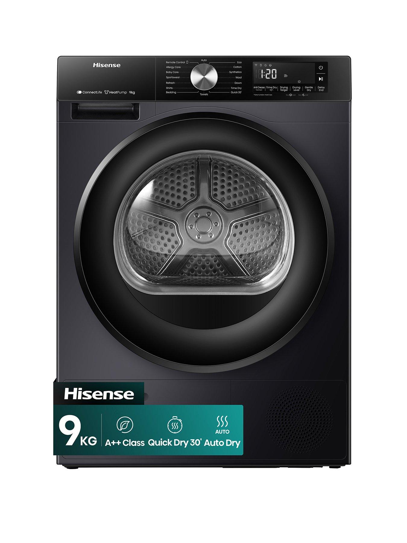 Image 1 of 7 of Hisense 3S Series DH3S902BBCC 9kg Heat Pump Tumble Dryer - Black - A++ Rated