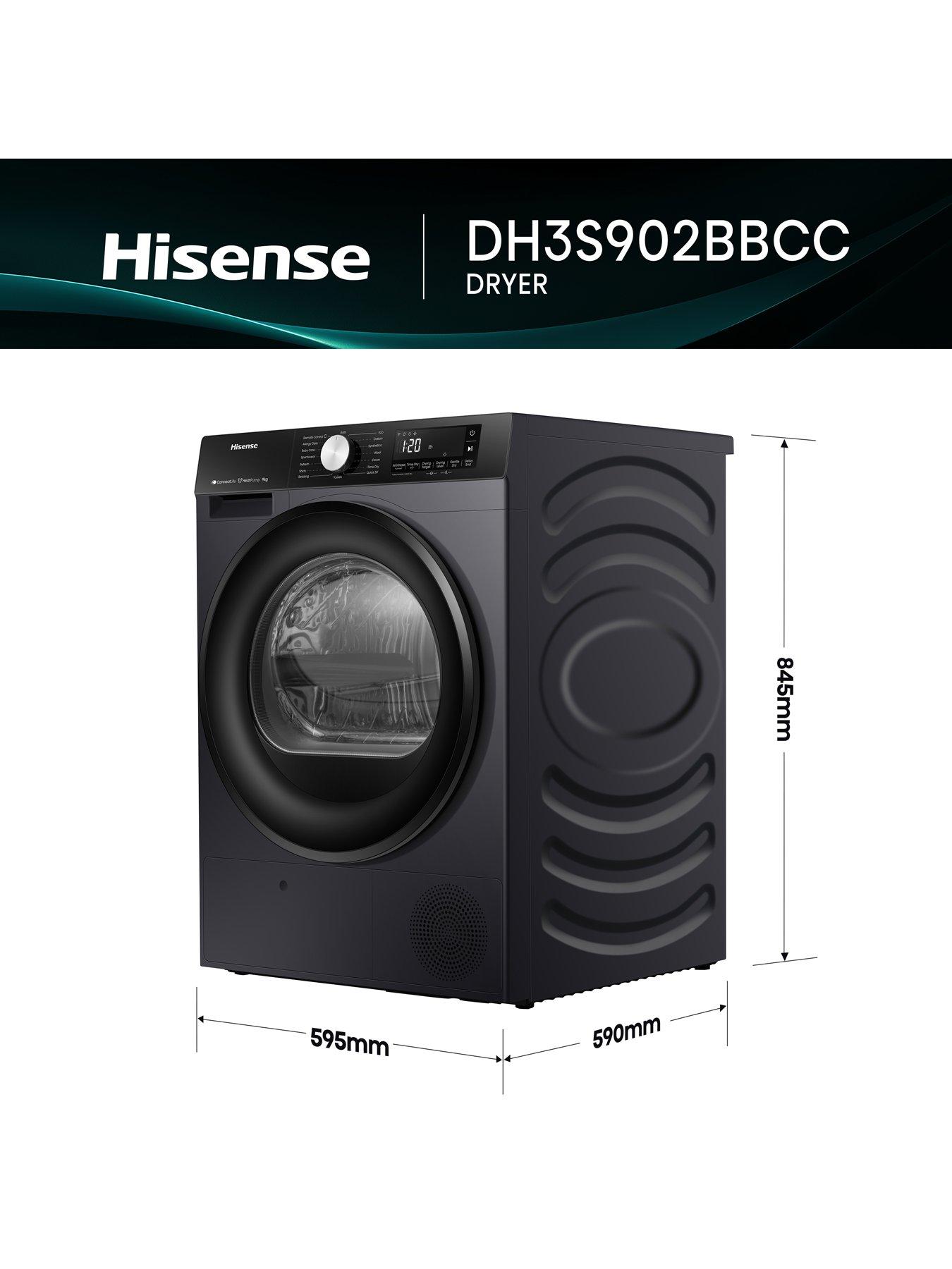 Image 3 of 7 of Hisense 3S Series DH3S902BBCC 9kg Heat Pump Tumble Dryer - Black - A++ Rated