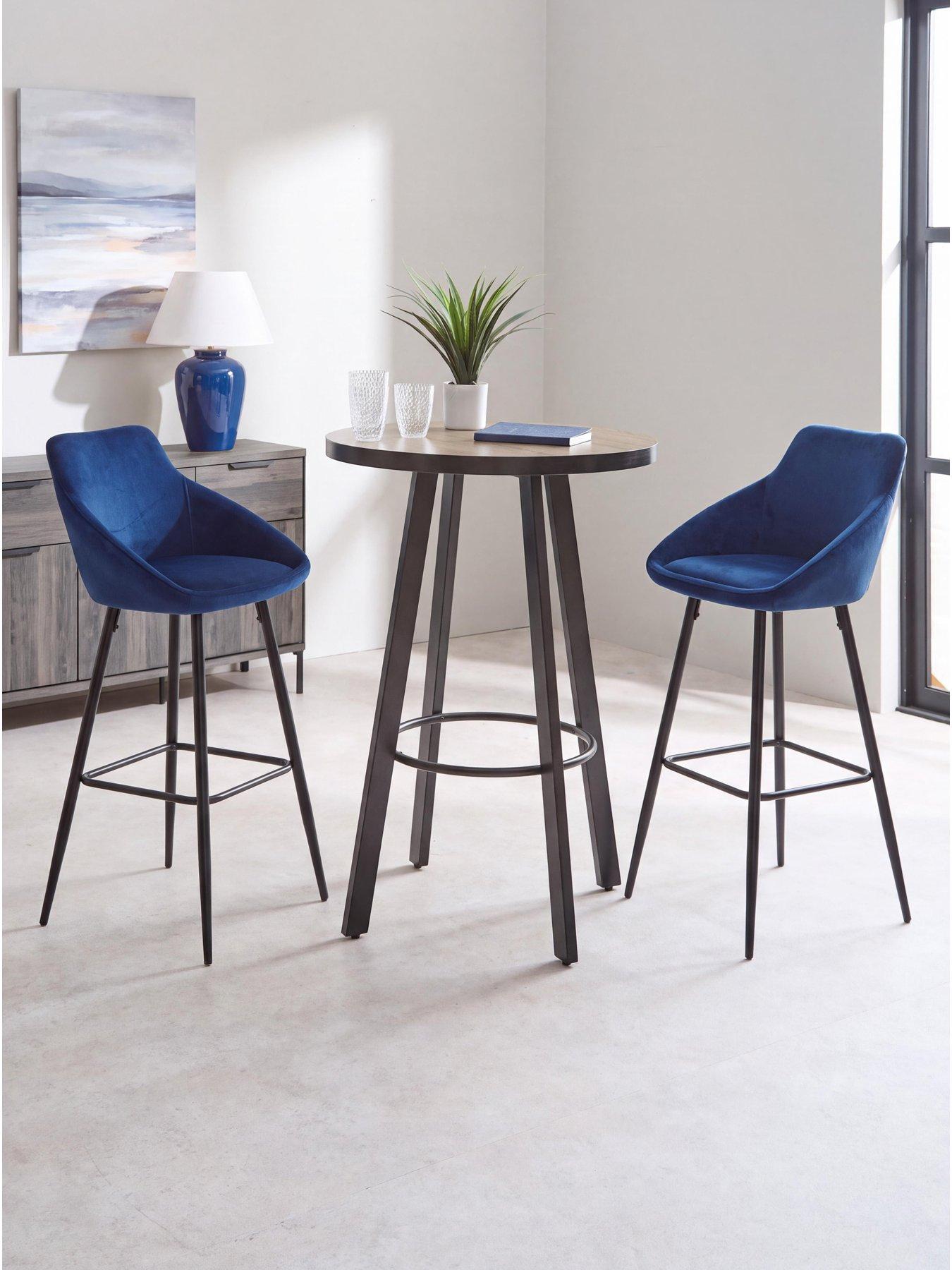 Image 1 of 7 of The Very Collection Oslo 70cm High Bar Table &amp; 2 Dahlia Velvet Bar Stools - FSC&reg; Certified