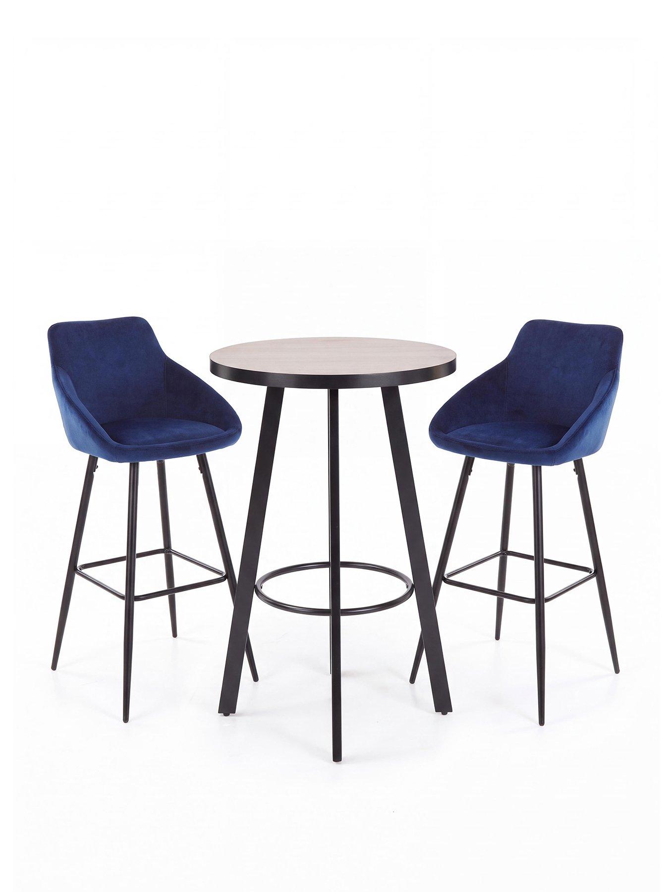 Image 2 of 7 of The Very Collection Oslo 70cm High Bar Table &amp; 2 Dahlia Velvet Bar Stools - FSC&reg; Certified