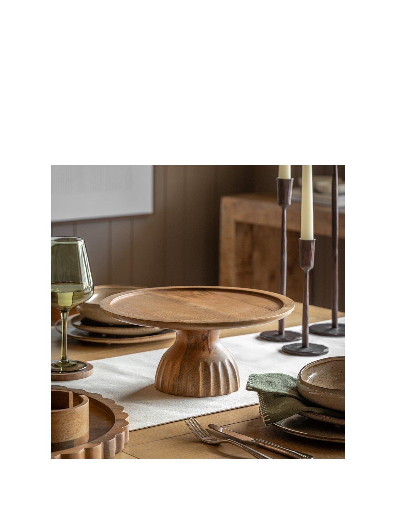 Image 2 of 7 of Gallery Direct Ridged Mango Wood Cake Stand