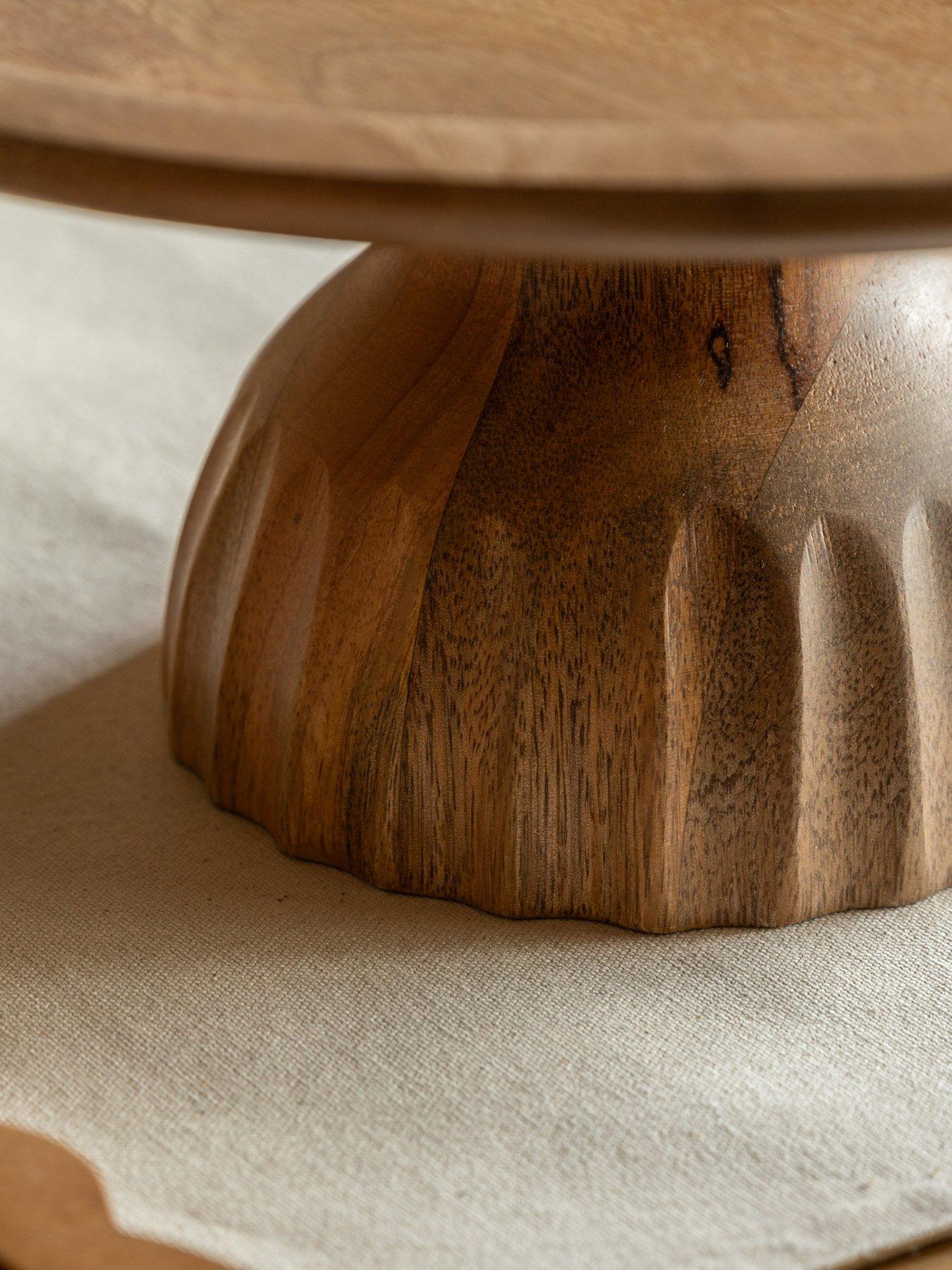 Image 4 of 7 of Gallery Direct Ridged Mango Wood Cake Stand
