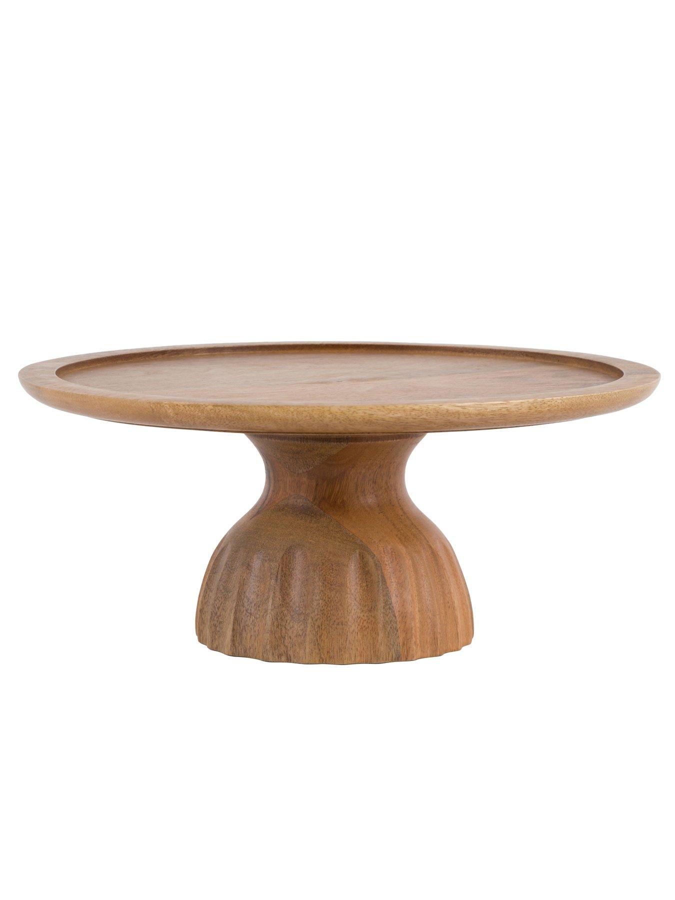 Image 5 of 7 of Gallery Direct Ridged Mango Wood Cake Stand