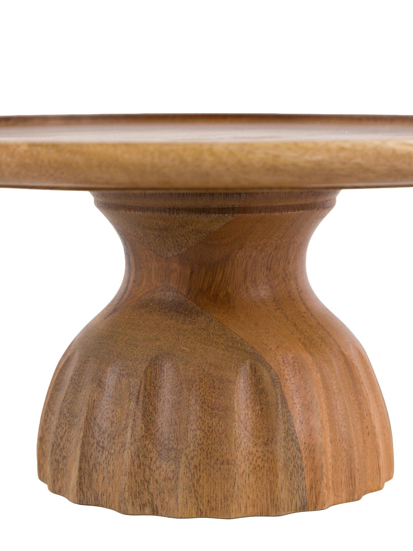 Image 6 of 7 of Gallery Direct Ridged Mango Wood Cake Stand