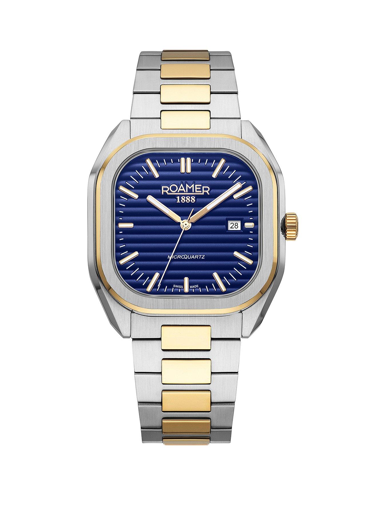 Image 1 of 4 of Roamer of Switzerland Micro Quartz Gold Two Tone Blue Dial Watch