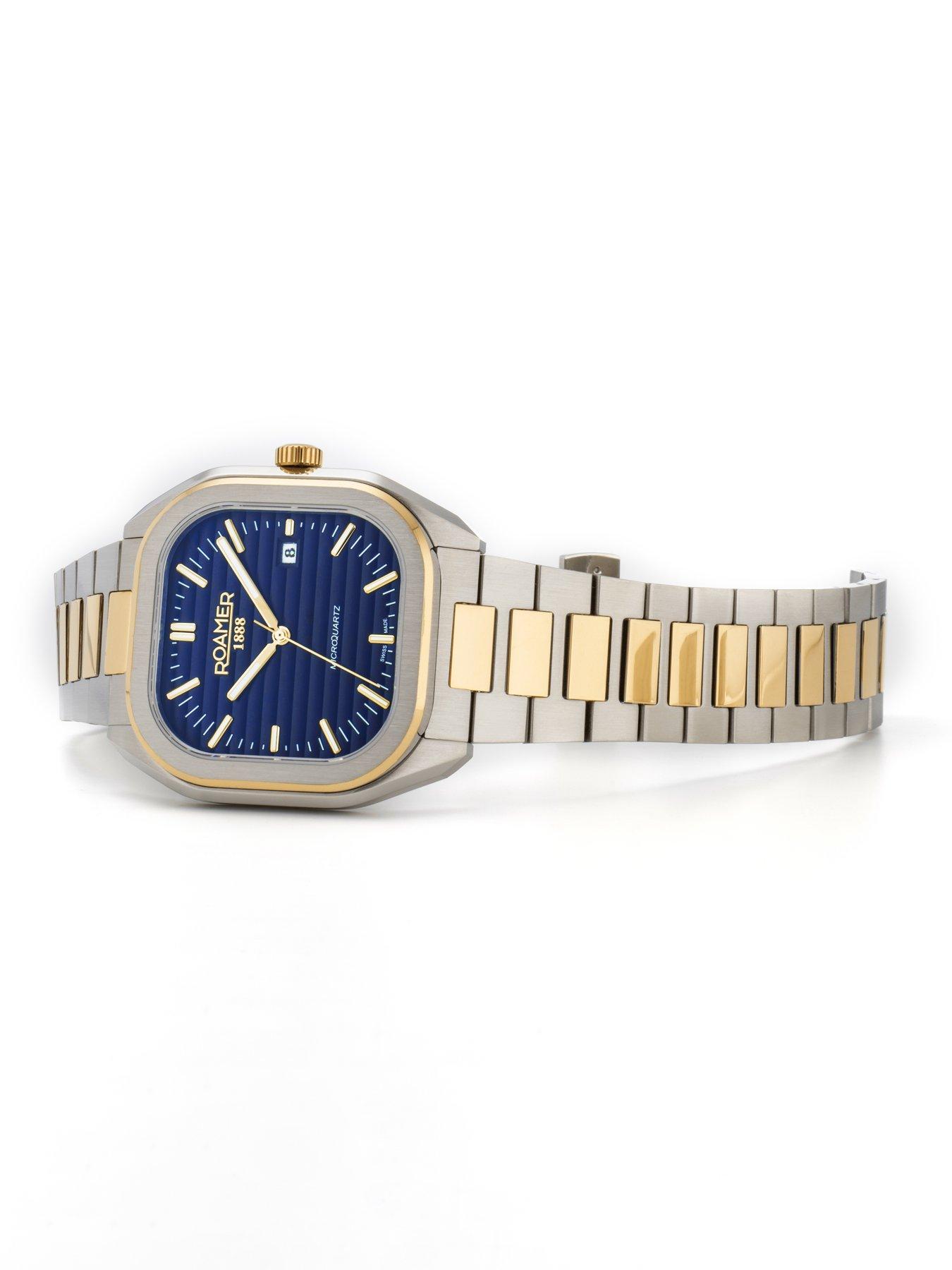 Image 3 of 4 of Roamer of Switzerland Micro Quartz Gold Two Tone Blue Dial Watch