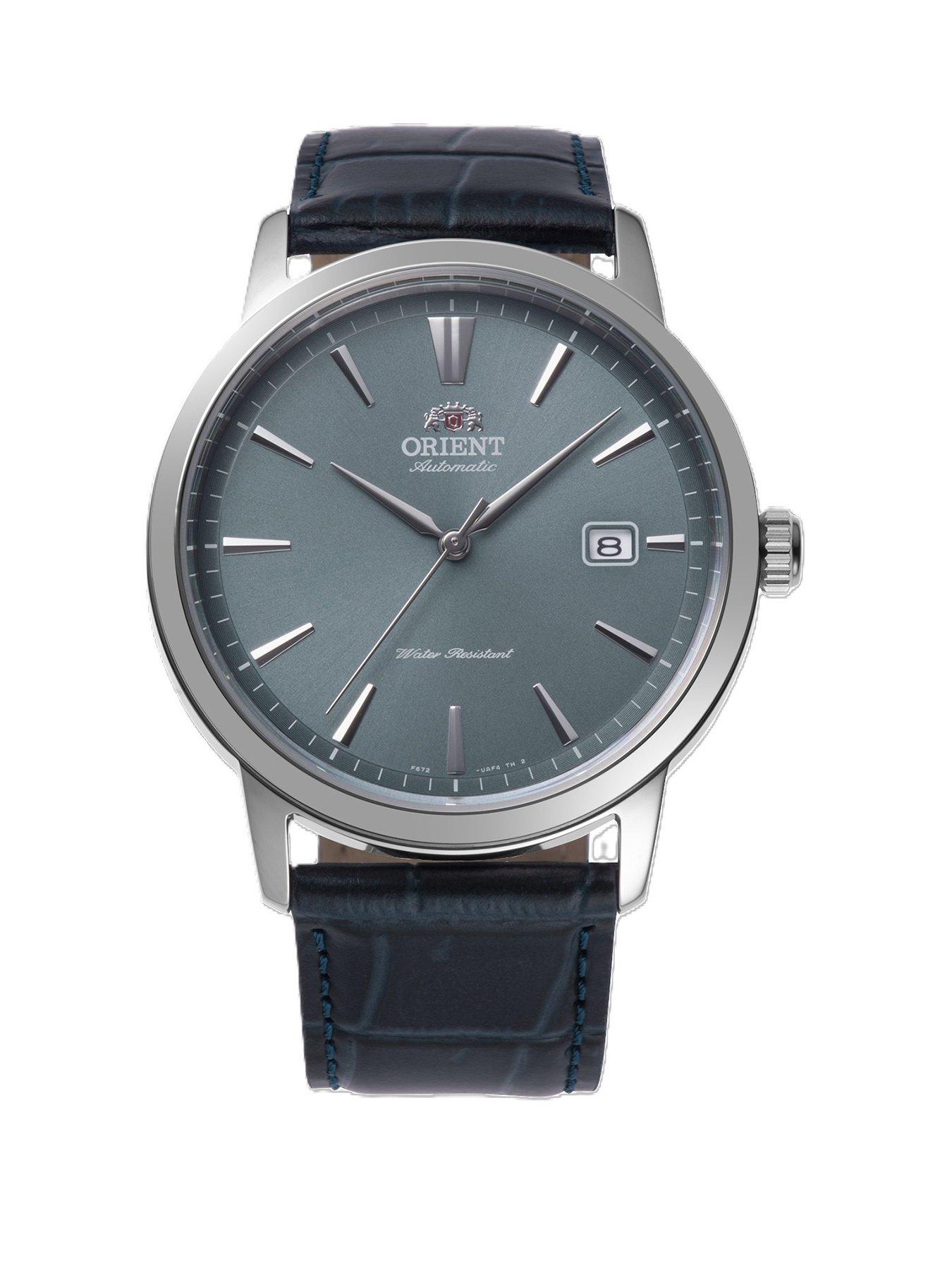 Orient Classic Grey Dial Steel Black Leather strap