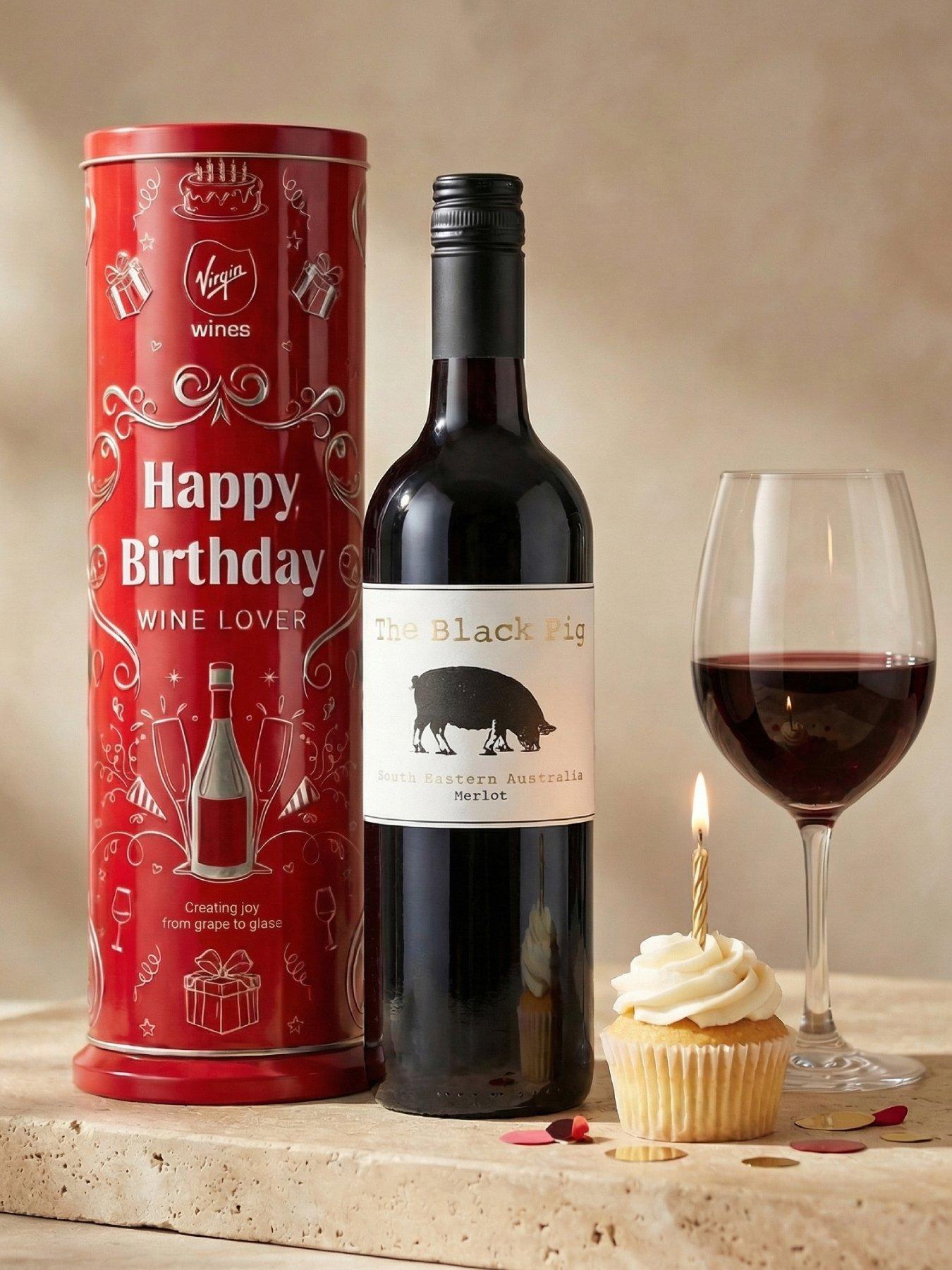 Image 2 of 2 of Virgin Wines Merlot Happy Birthday Musical Tin