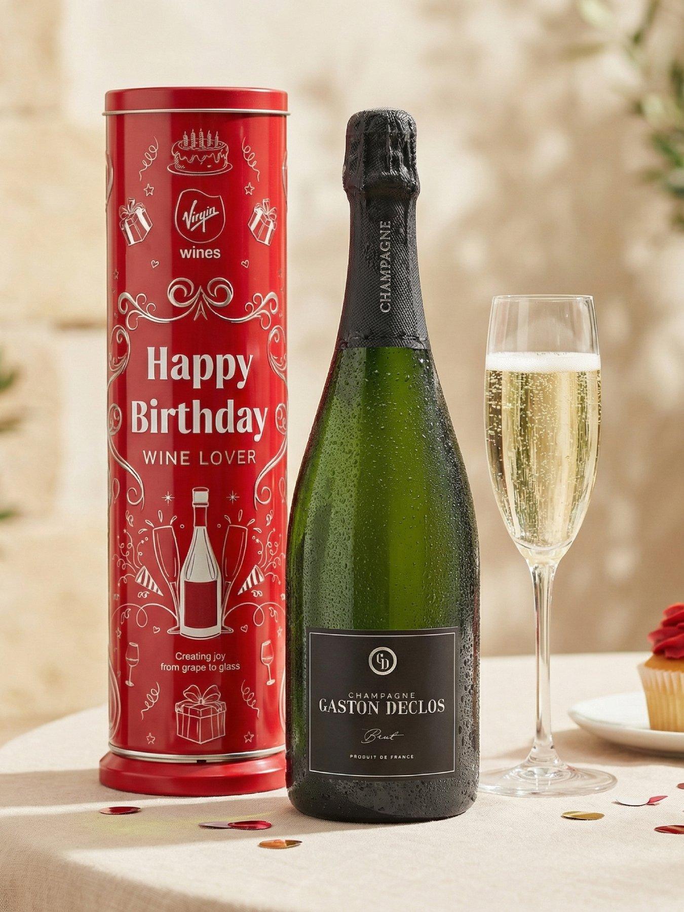 Image 2 of 2 of Virgin Wines Champagne In Happy Birthday Musical Tin