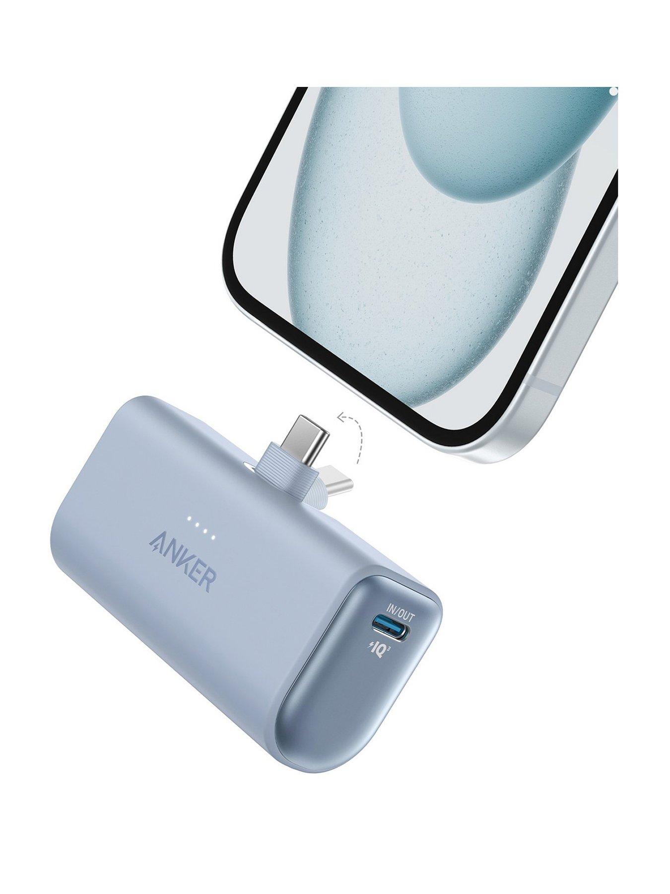Anker Anker Nano Power Bank, 5,000mAh Mini Portable Charger 22.5W Output with Built-In USB-C Connector, Blue