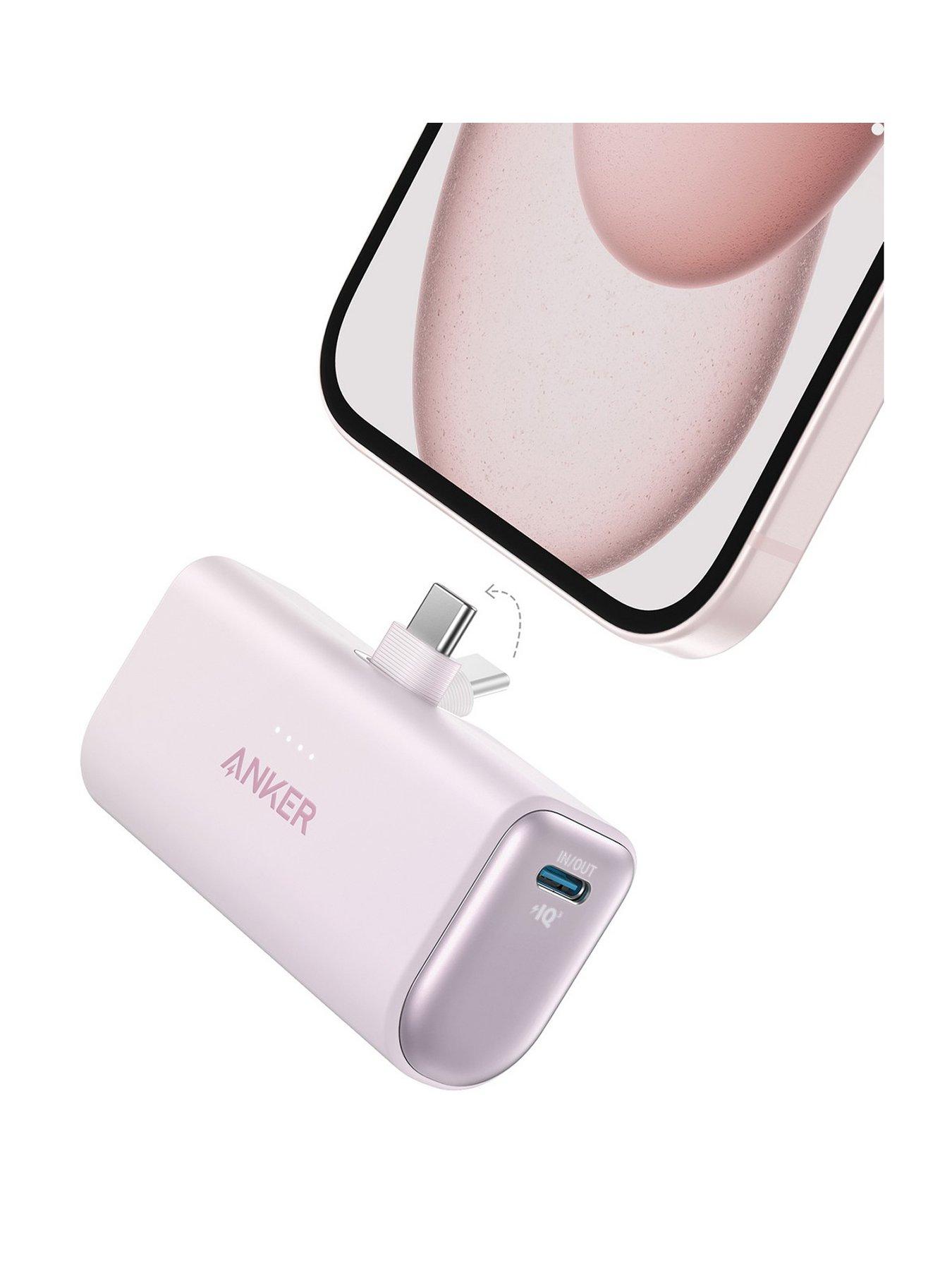 Anker Nano Power Bank, 5,000mAh Mini Portable Charger 22.5W Output with Built-In USB-C Connector, Violet