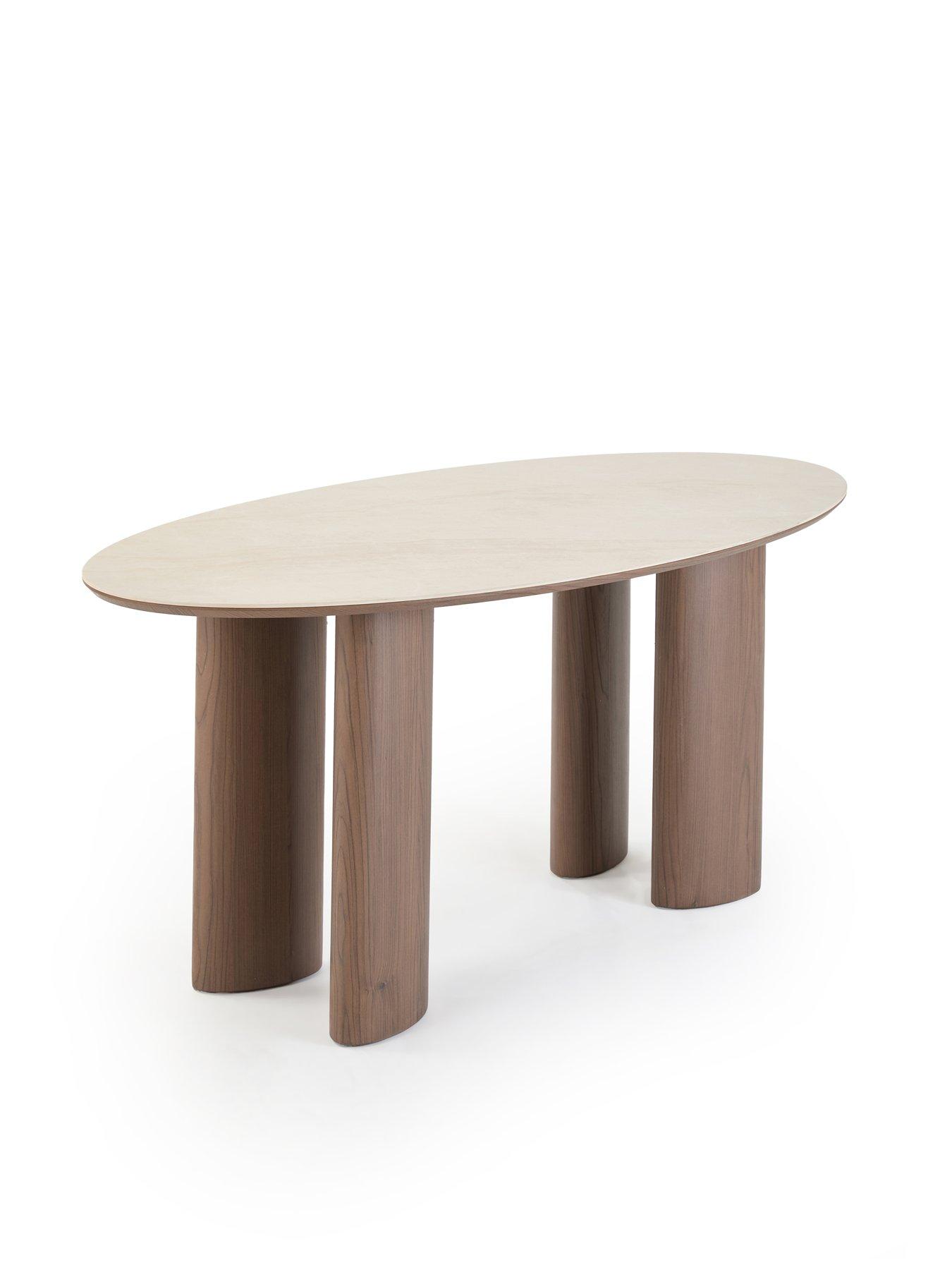 Image 5 of 7 of The Very Collection Esme Curved Dining Booth In Taupe Velvet With Ines 180cm Dining Table &amp; 2 Taupe Nell Chairs