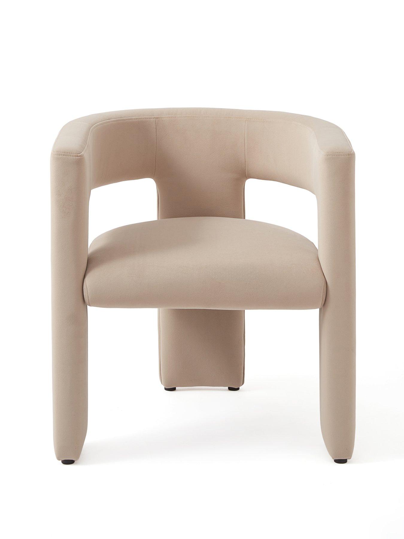 Image 6 of 7 of The Very Collection Esme Curved Dining Booth In Taupe Velvet With Ines 180cm Dining Table &amp; 2 Taupe Nell Chairs