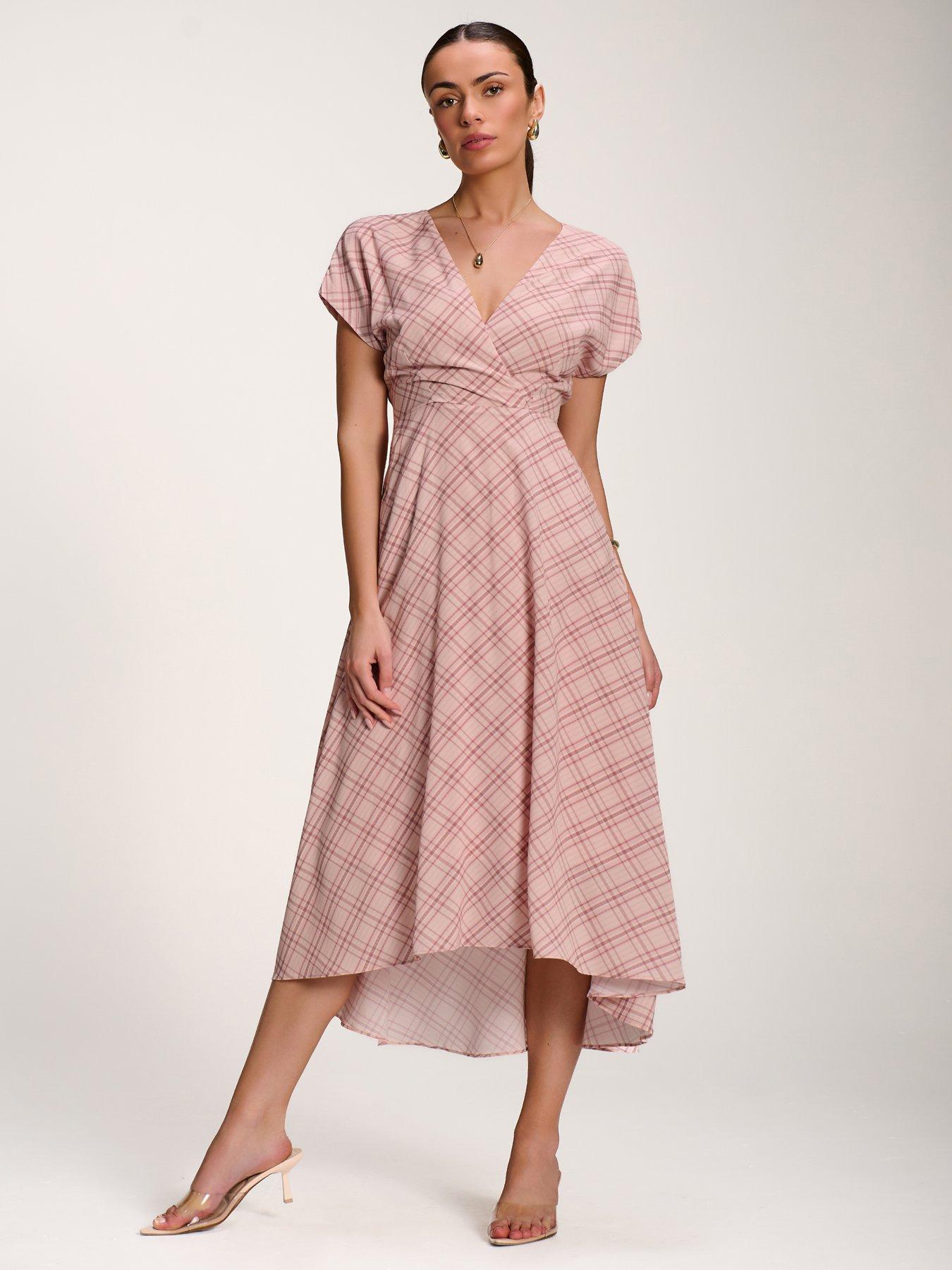 Jolie Moi Check Print Maxi Dress