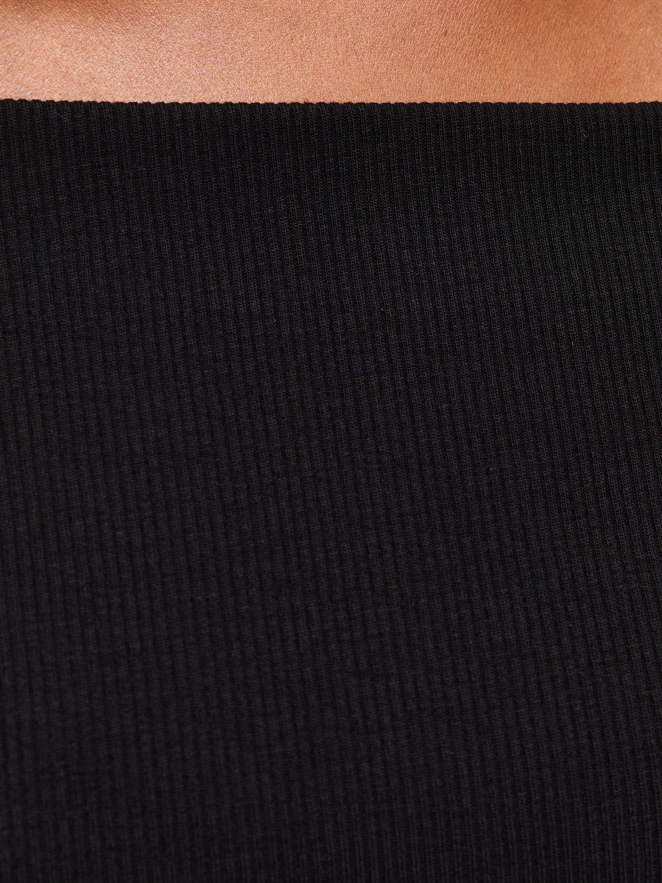 Image 5 of 5 of New Look Womens Main Collection Bardot Ribbed Cotton-Rich Blouse - Black