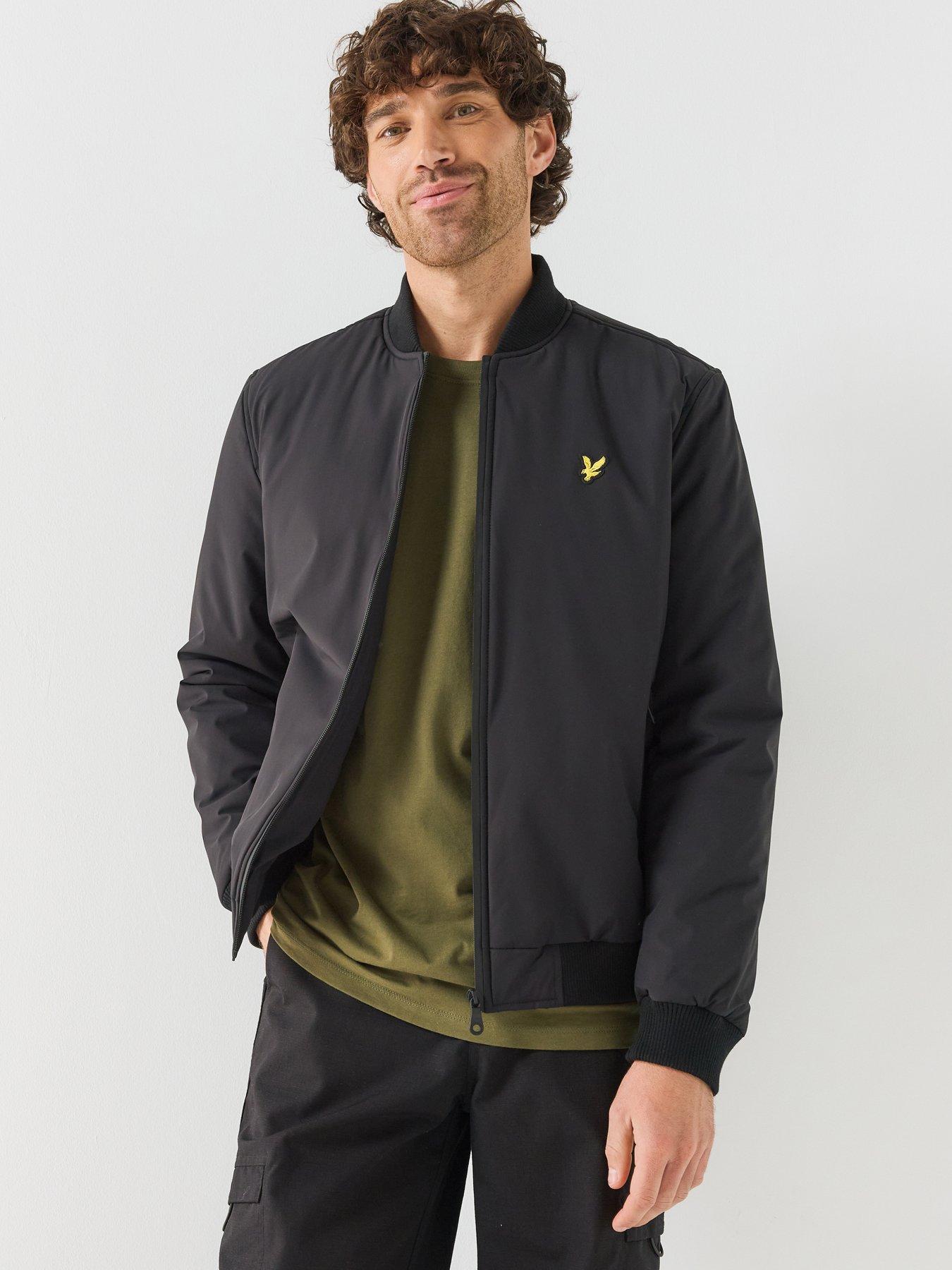 Image 1 of 5 of Lyle & Scott Mens Padded Ribbed Trim Bomber Jacket - Black
