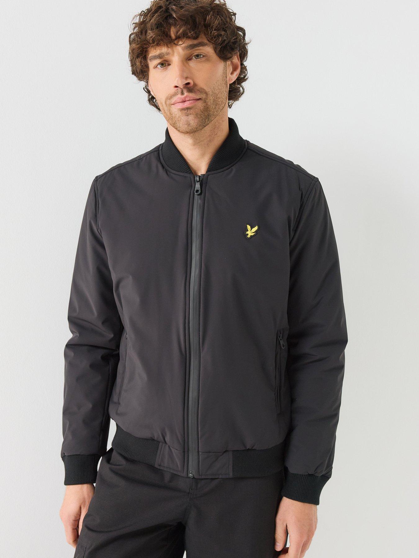Image 5 of 5 of Lyle & Scott Mens Padded Ribbed Trim Bomber Jacket - Black