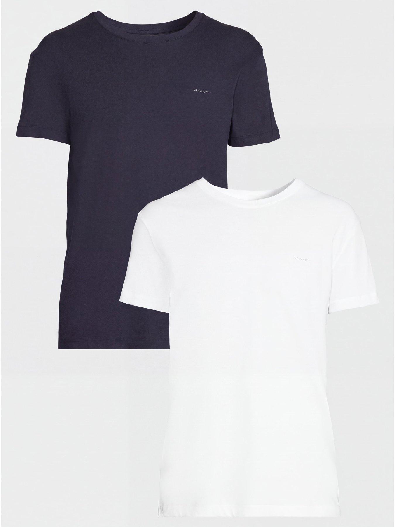 Image 1 of 5 of GANT Gant 2 Pack Crew Neck T-shirt - Navy/white