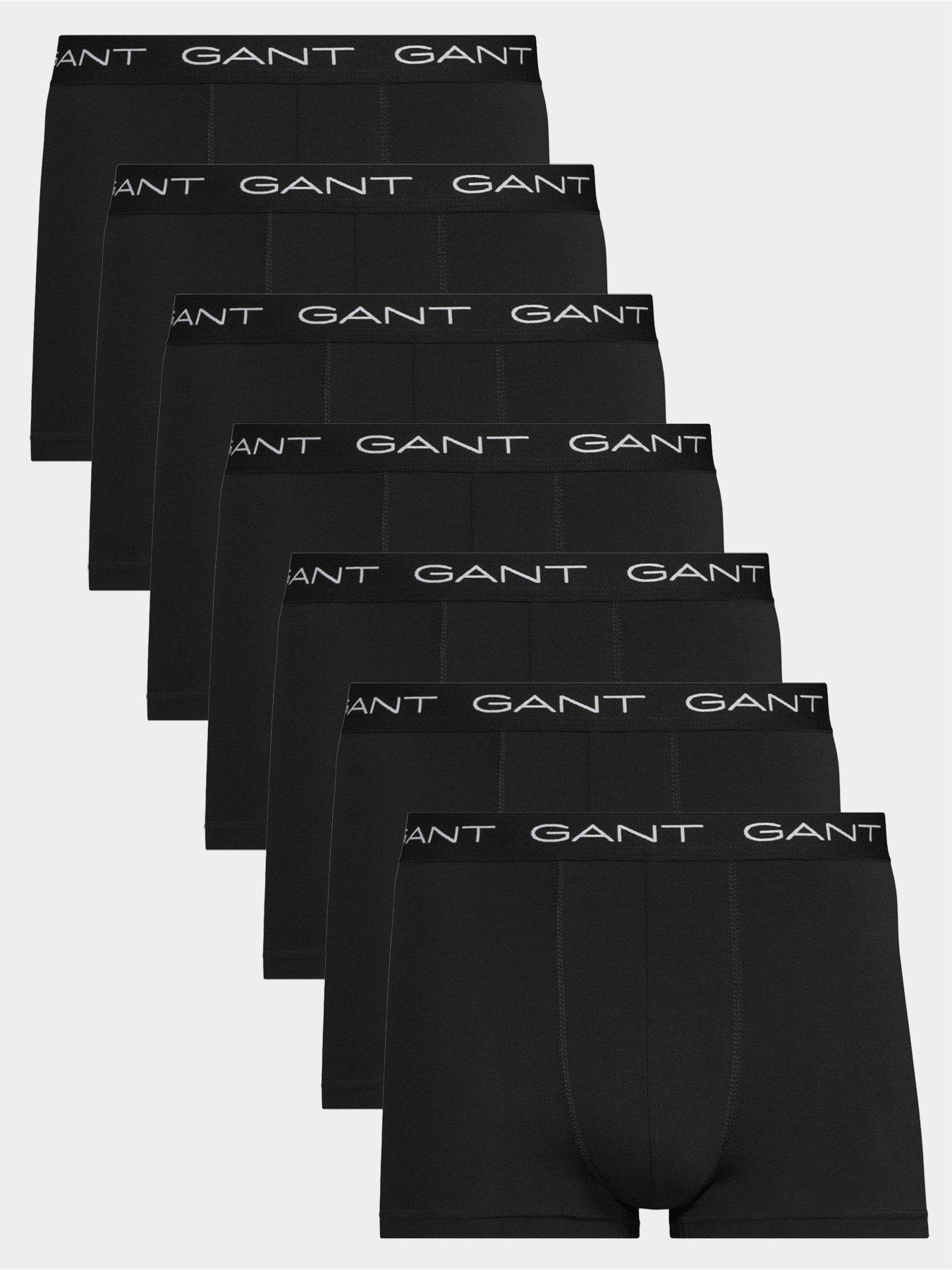 Image 1 of 3 of GANT Mens 7 Pack Gant Logo Waistband Trunks - Black