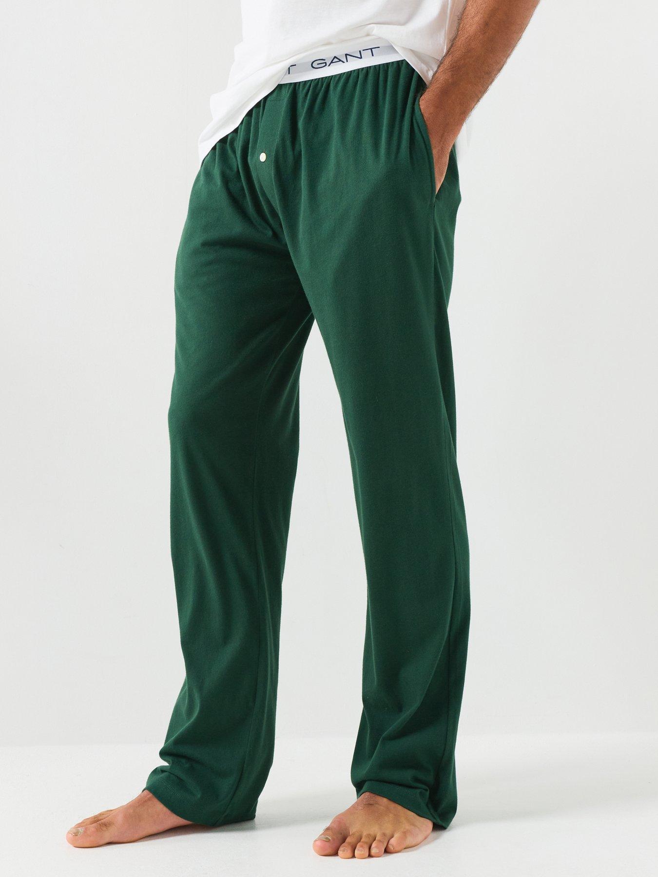 Image 1 of 6 of GANT Gant Jersey Pyjama Bottoms - Dark Green