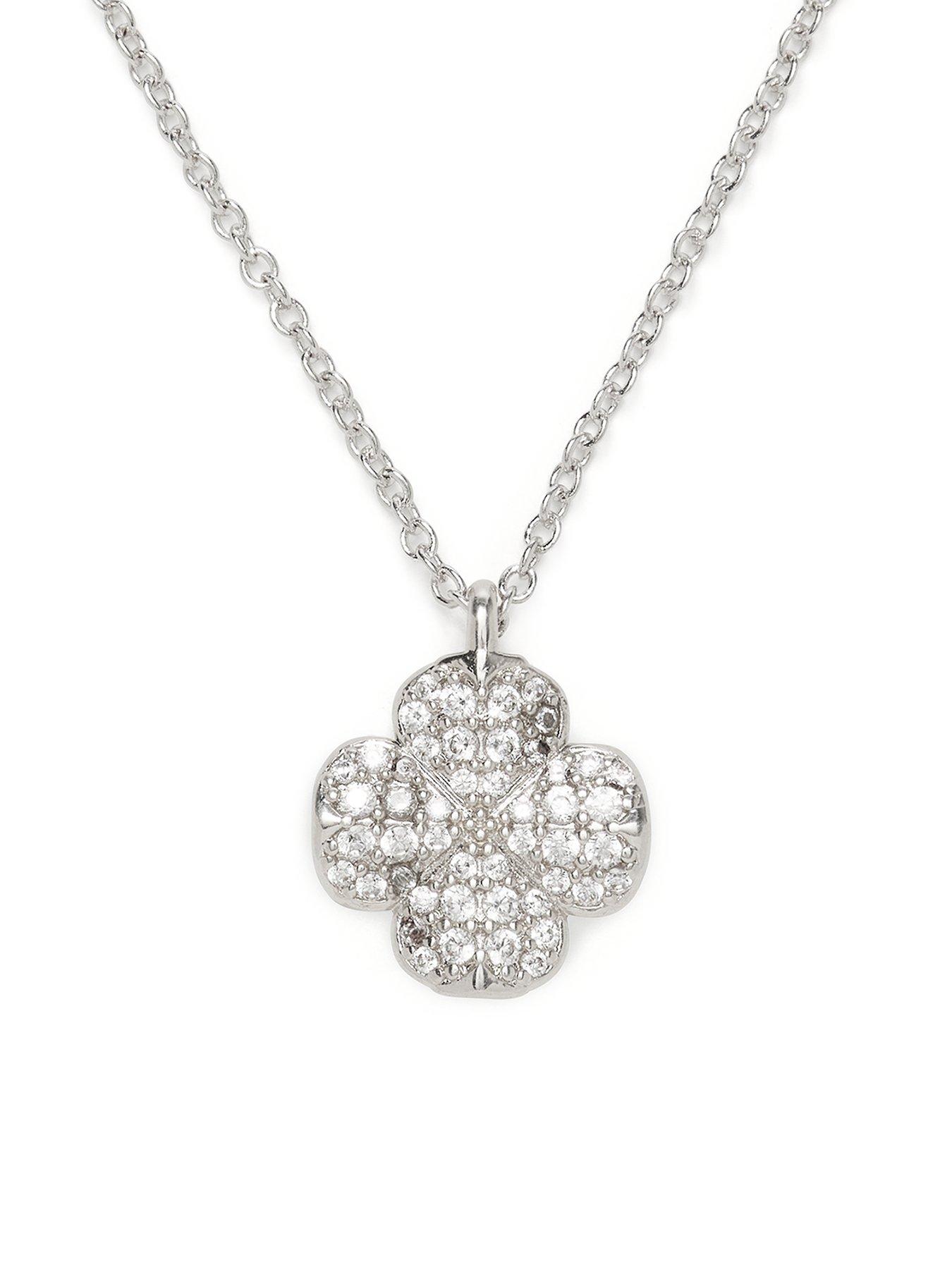 Kate Spade New York Spade Flower Pave Mini Pendant - Silver