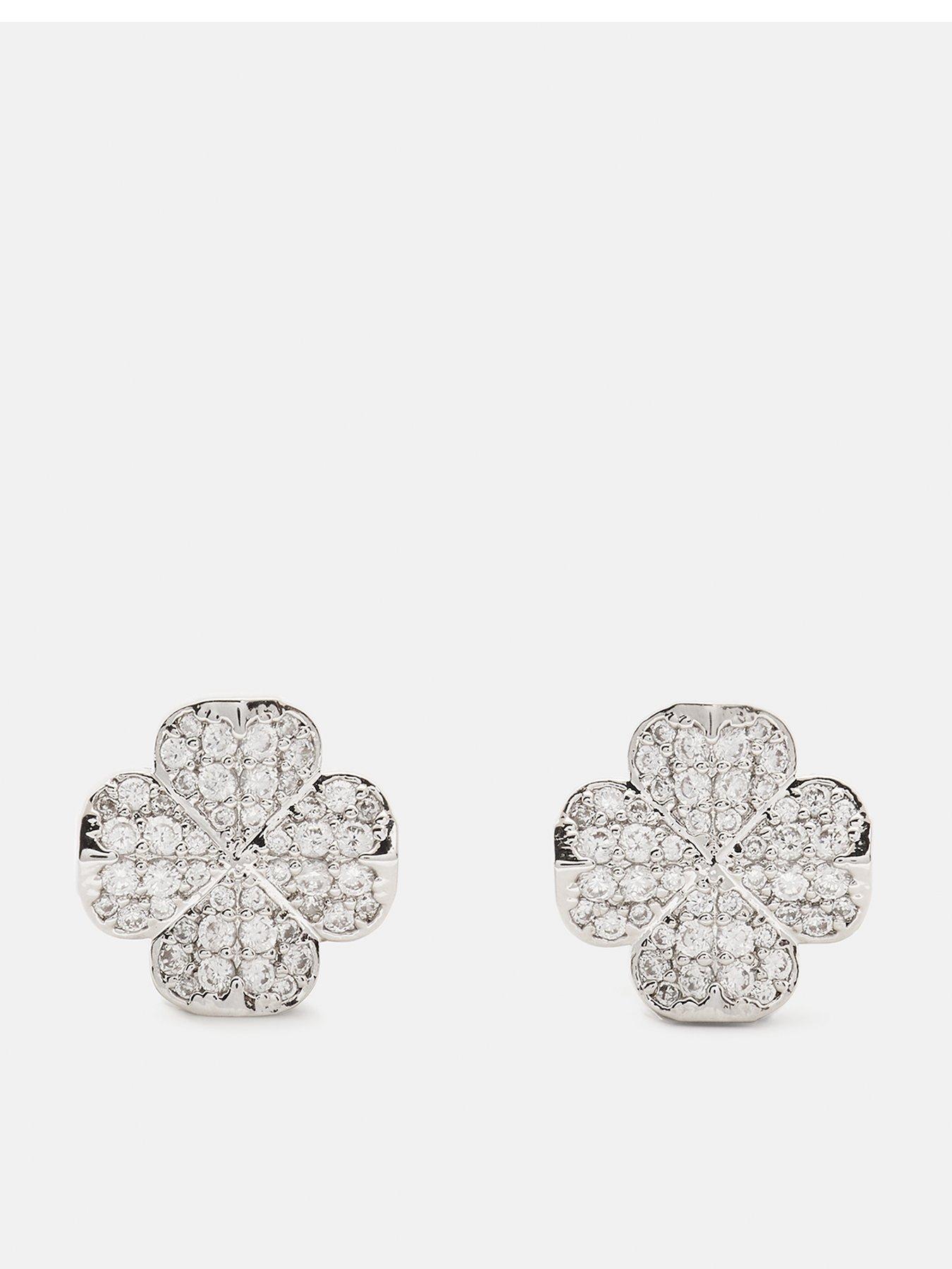 Kate Spade New York Spade Flower Pave Studs - Silver