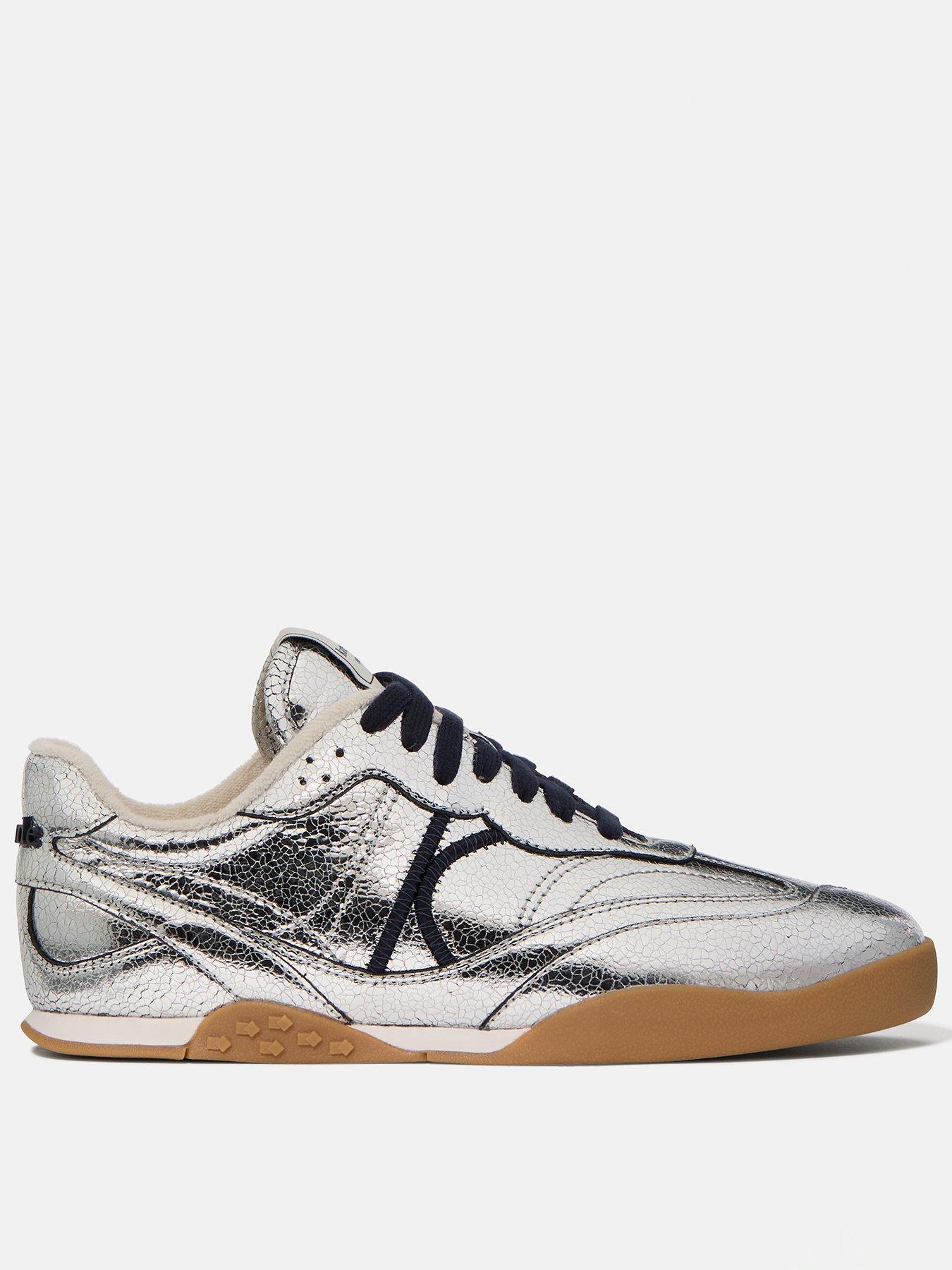 Kate Spade New York Drift Crackled Metallic Leather Sneaker - Silver