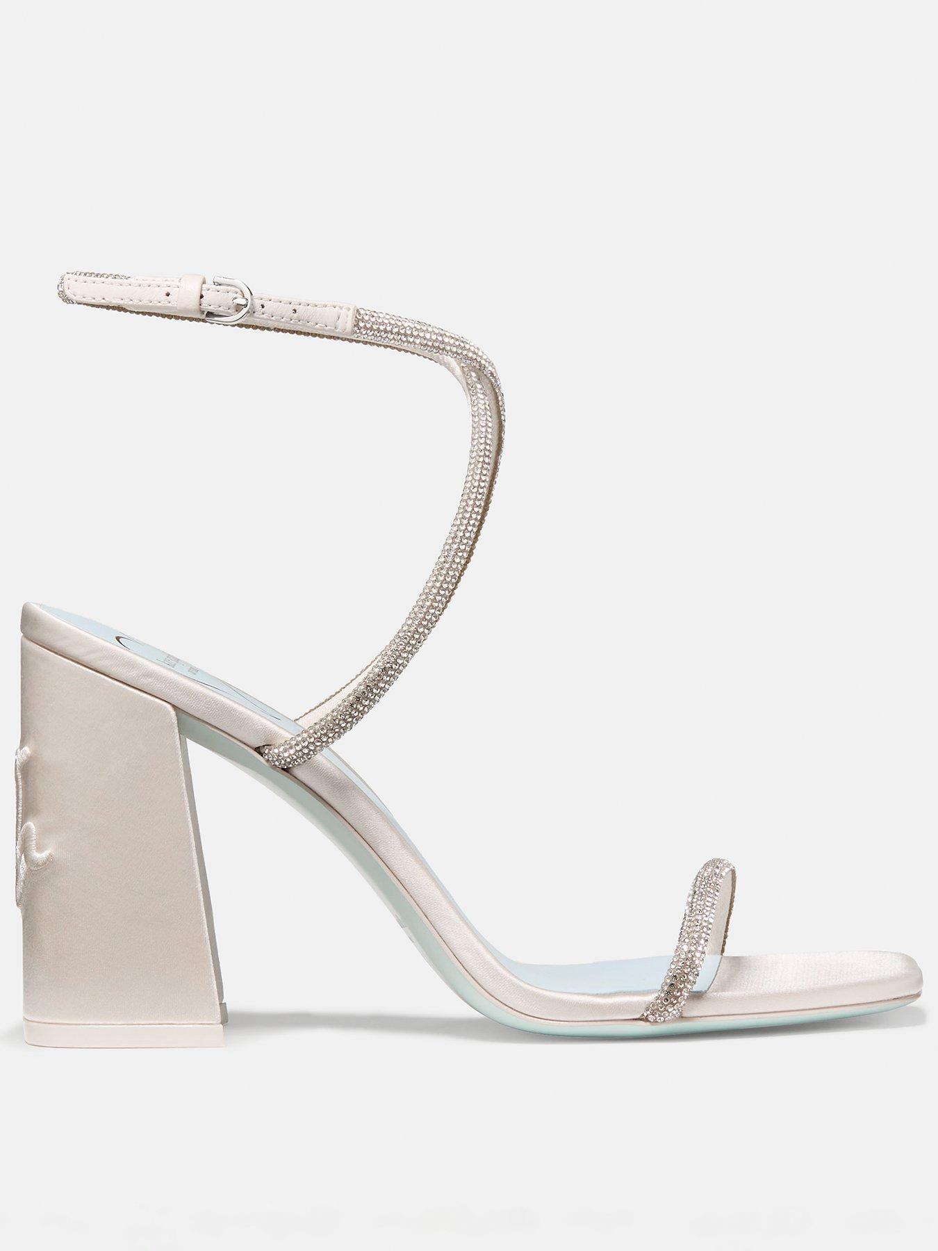 Image 1 of 5 of Kate Spade New York Say I Do Satin Heeled Sandals - White