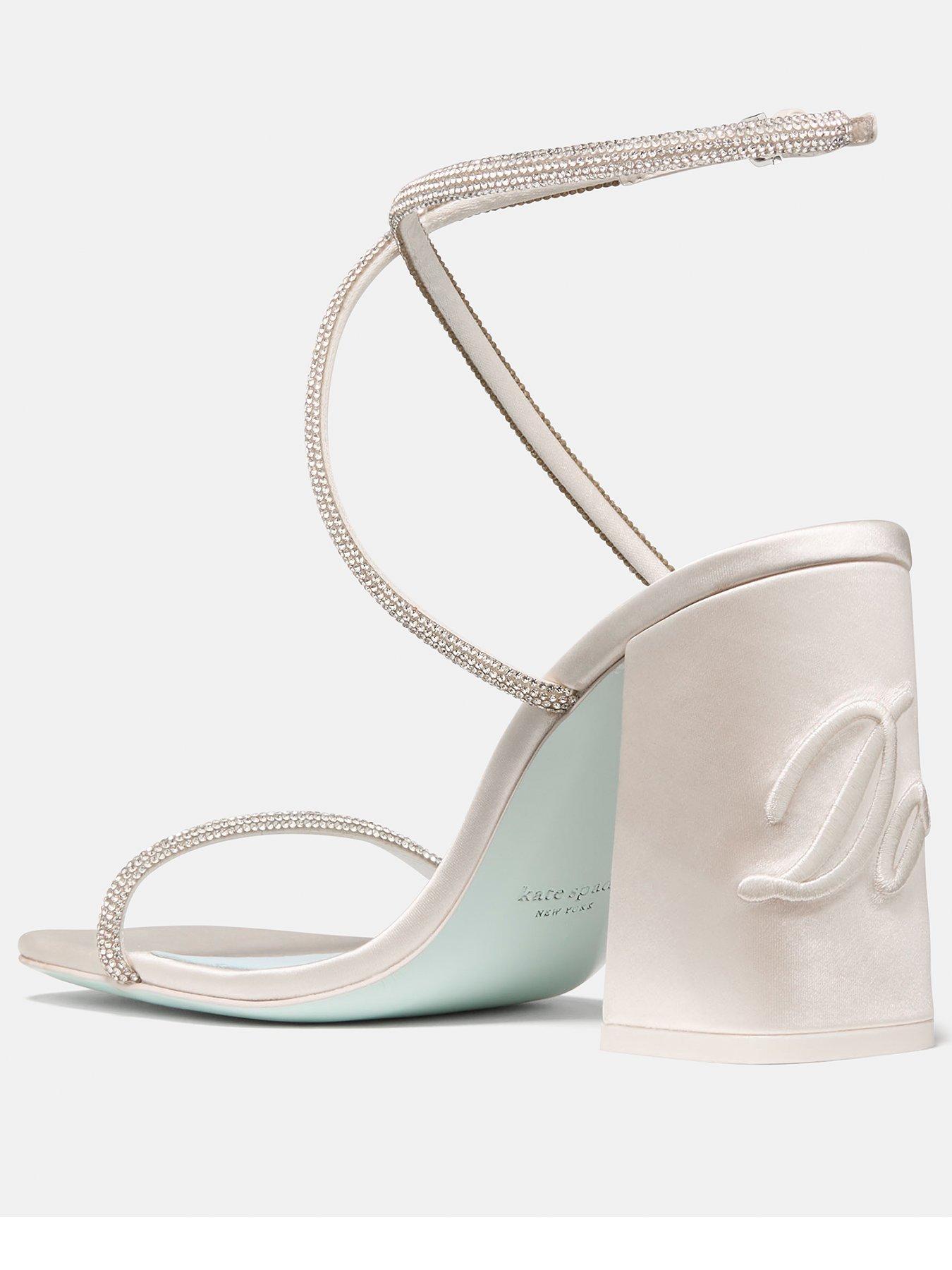 Image 3 of 5 of Kate Spade New York Say I Do Satin Heeled Sandals - White