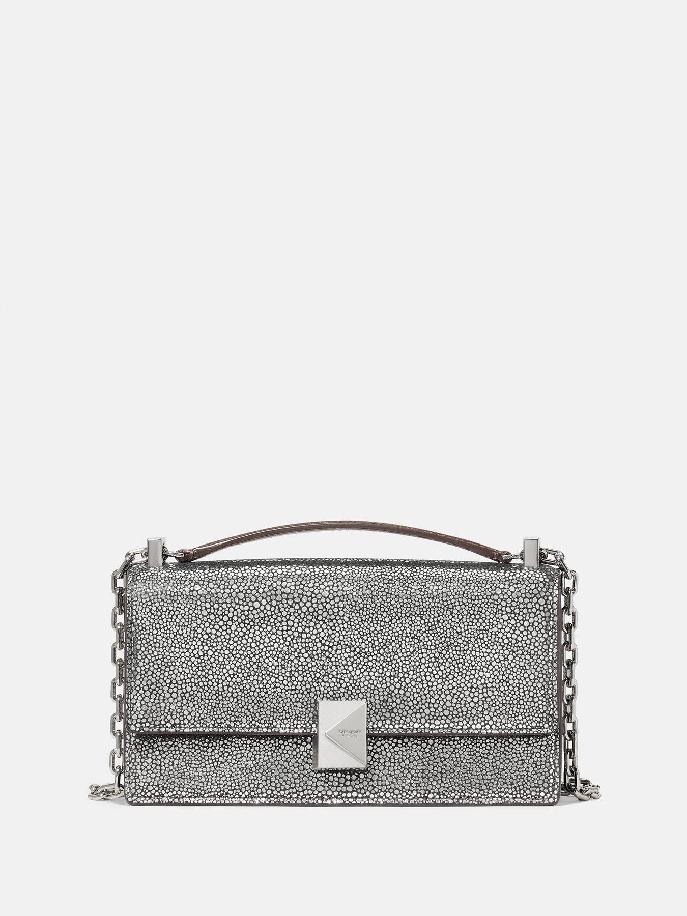 Image 2 of 4 of Kate Spade New York Deco Metallic Dot Suede Mini Crossbody Bag - Silver
