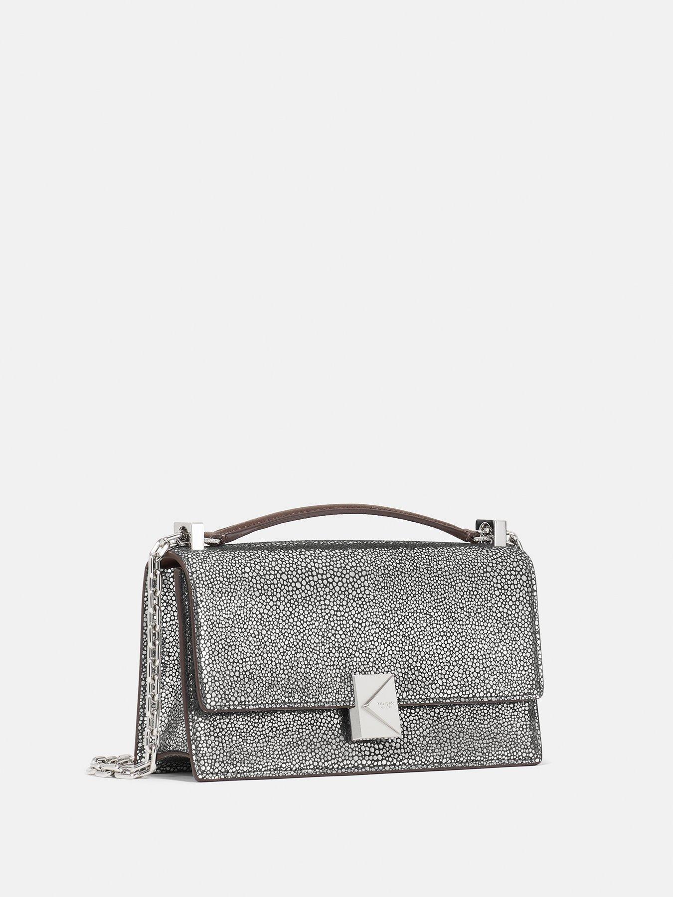 Image 4 of 4 of Kate Spade New York Deco Metallic Dot Suede Mini Crossbody Bag - Silver