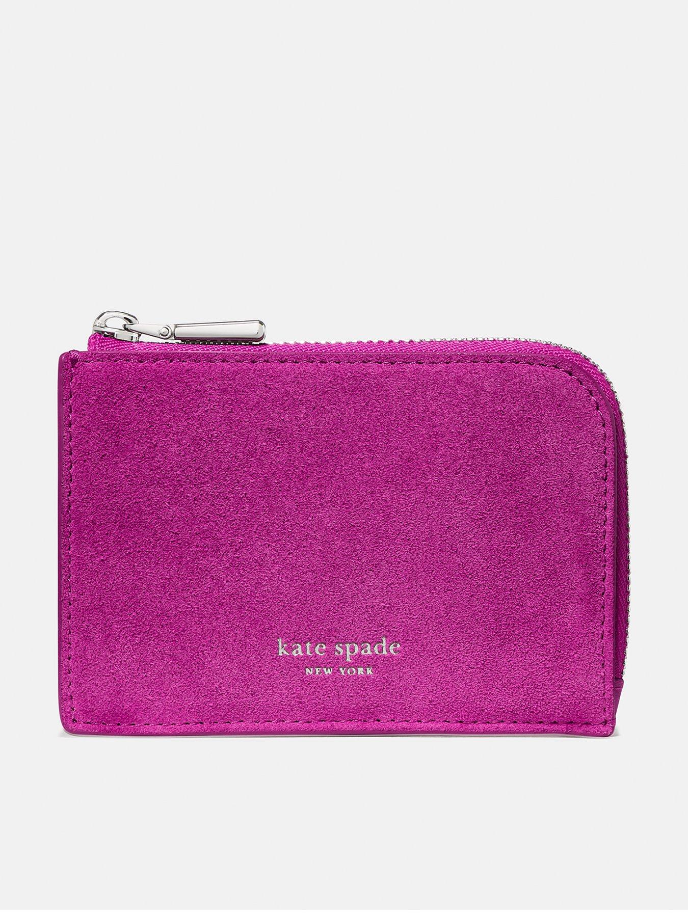 Kate Spade New York Suede Mini Zip Card Case - Black