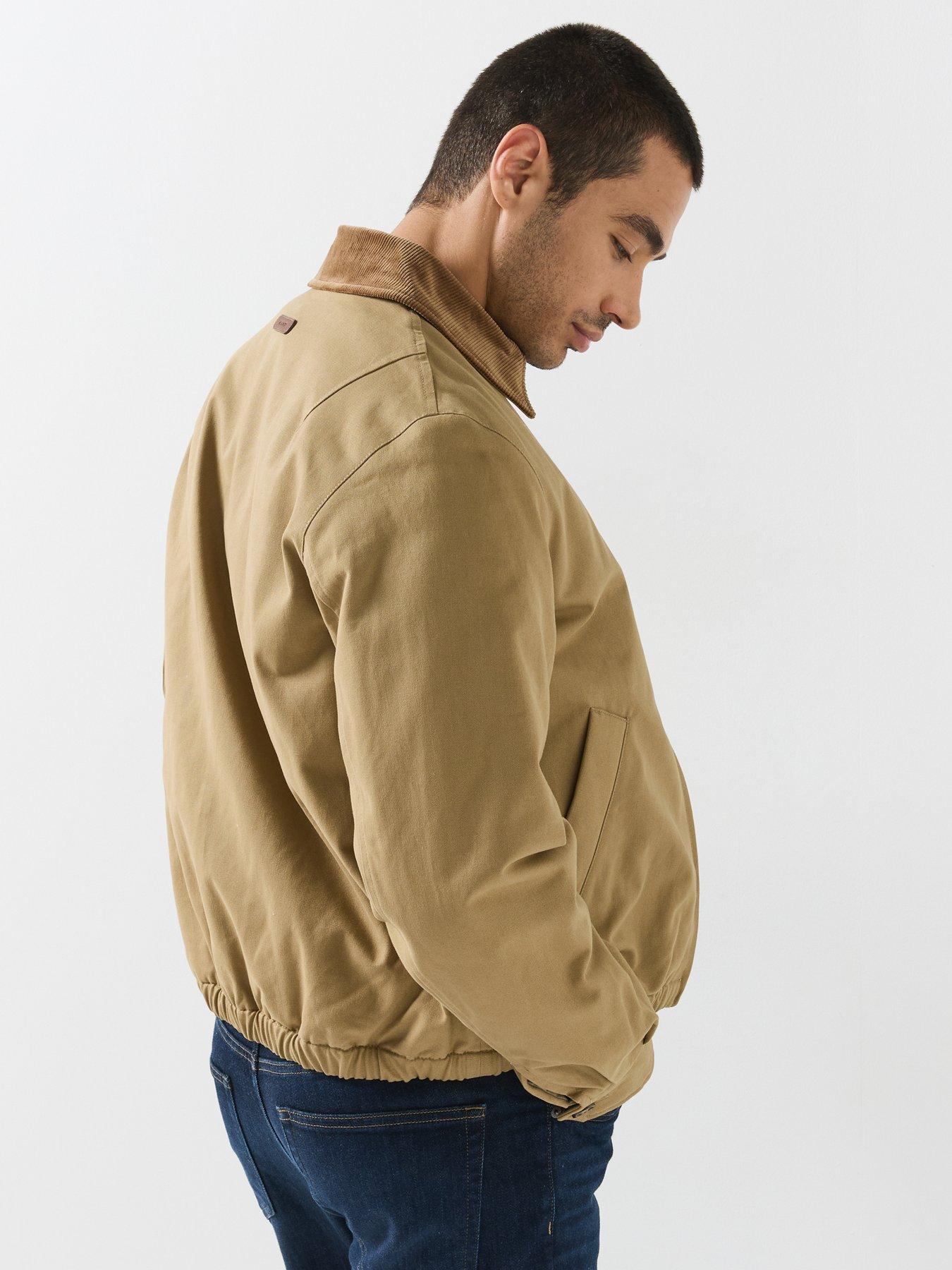 Image 2 of 5 of GANT Mens Cord Collar Zip Through Harrington Jacket - Beige