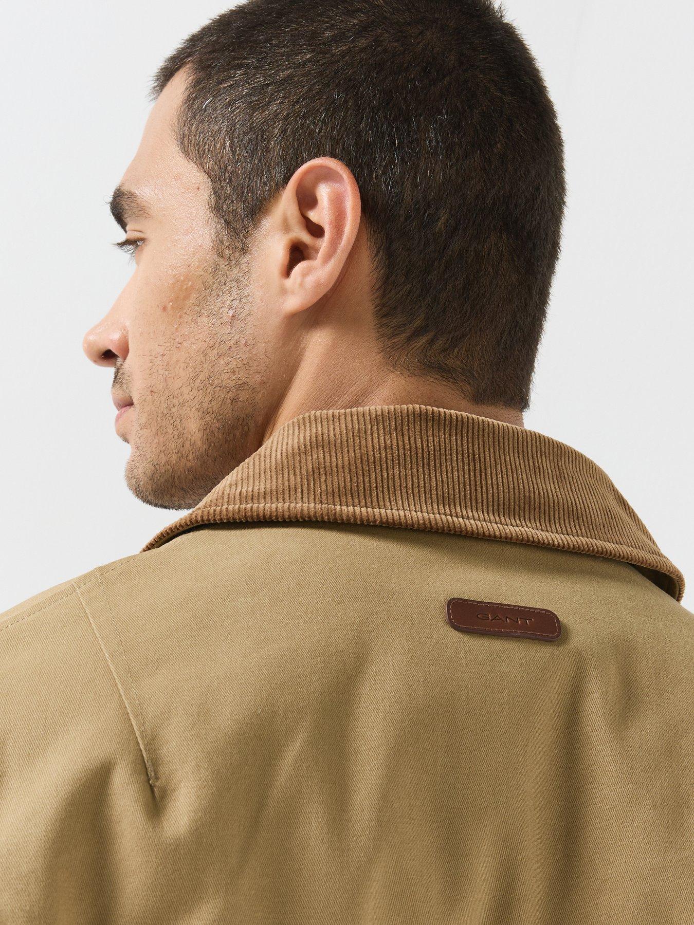 Image 4 of 5 of GANT Mens Cord Collar Zip Through Harrington Jacket - Beige